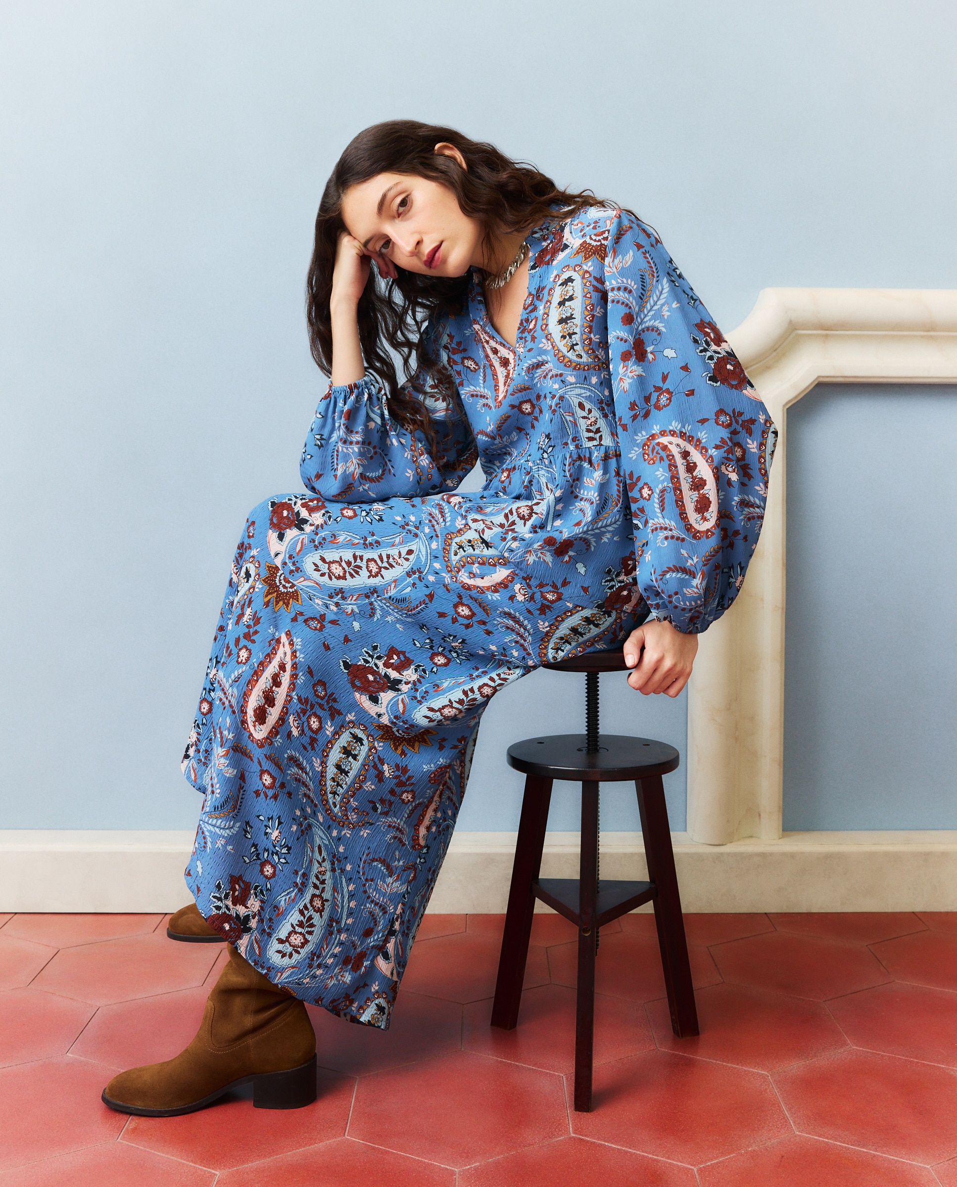 Blusa com Estampado de Caxemiras Azul-marinho-2