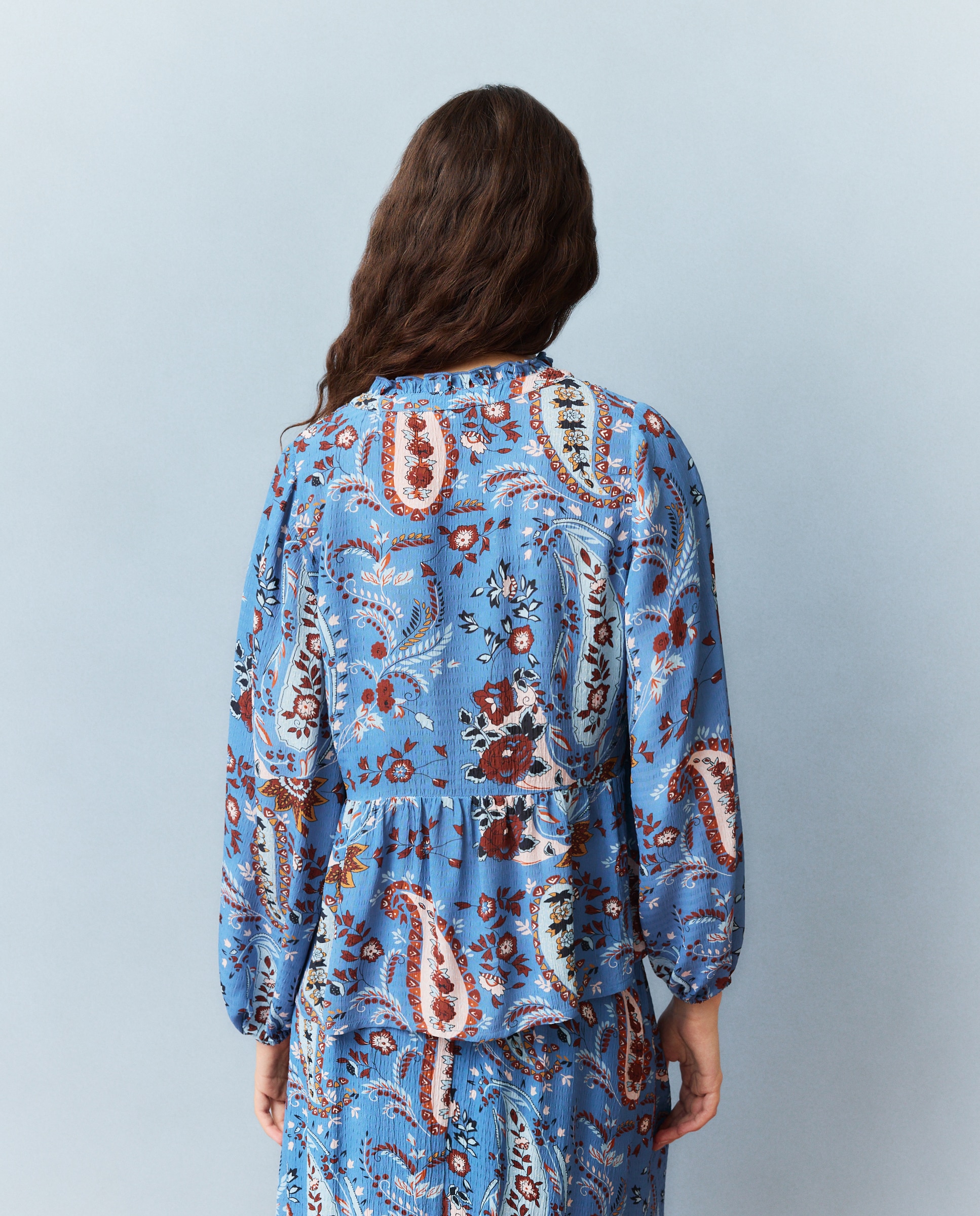 Blusa com Estampado de Caxemiras Azul-marinho-3