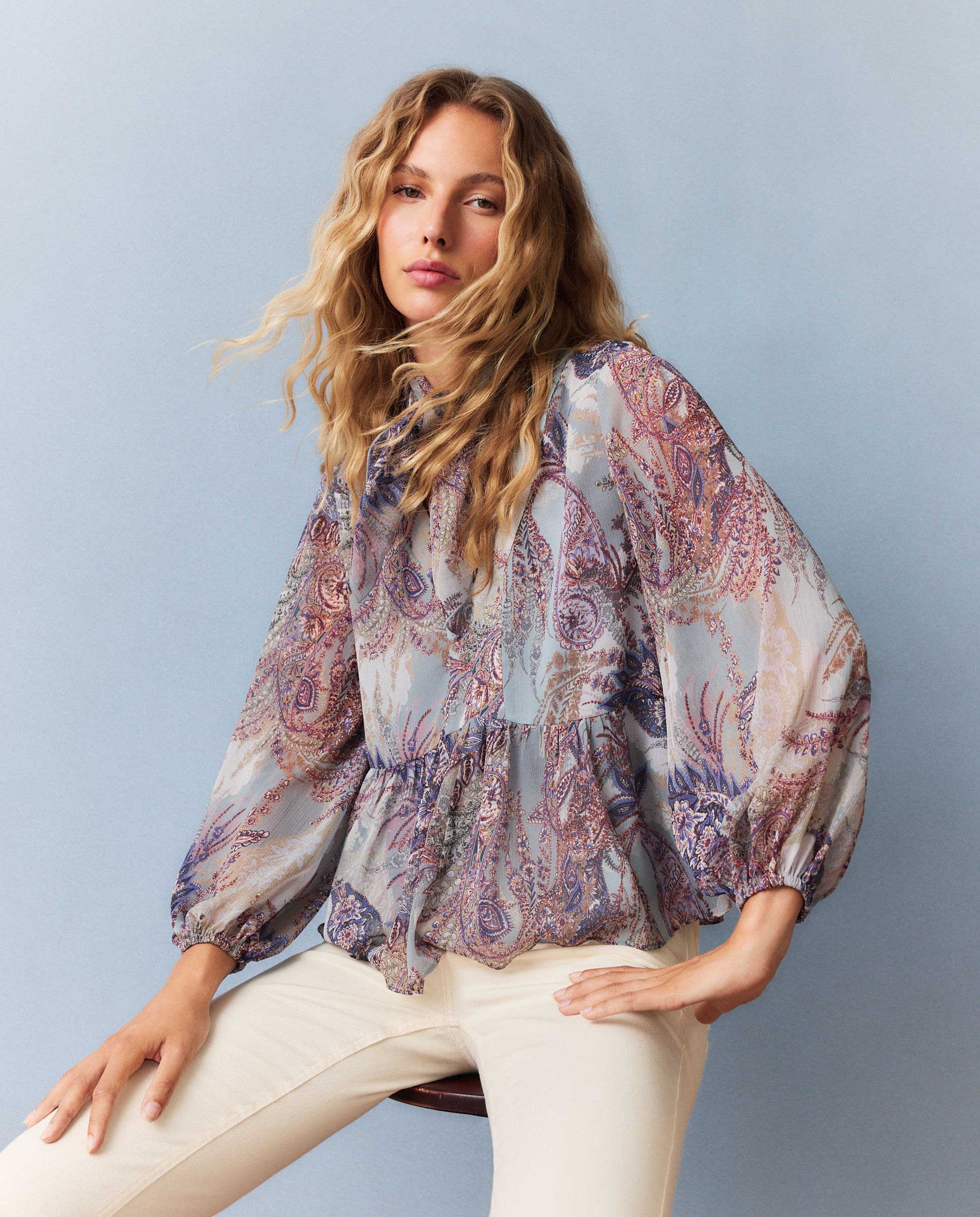 Imagen 4 de Blusa de mujer Georgette pisos - Southern Cotton - Azul Azul