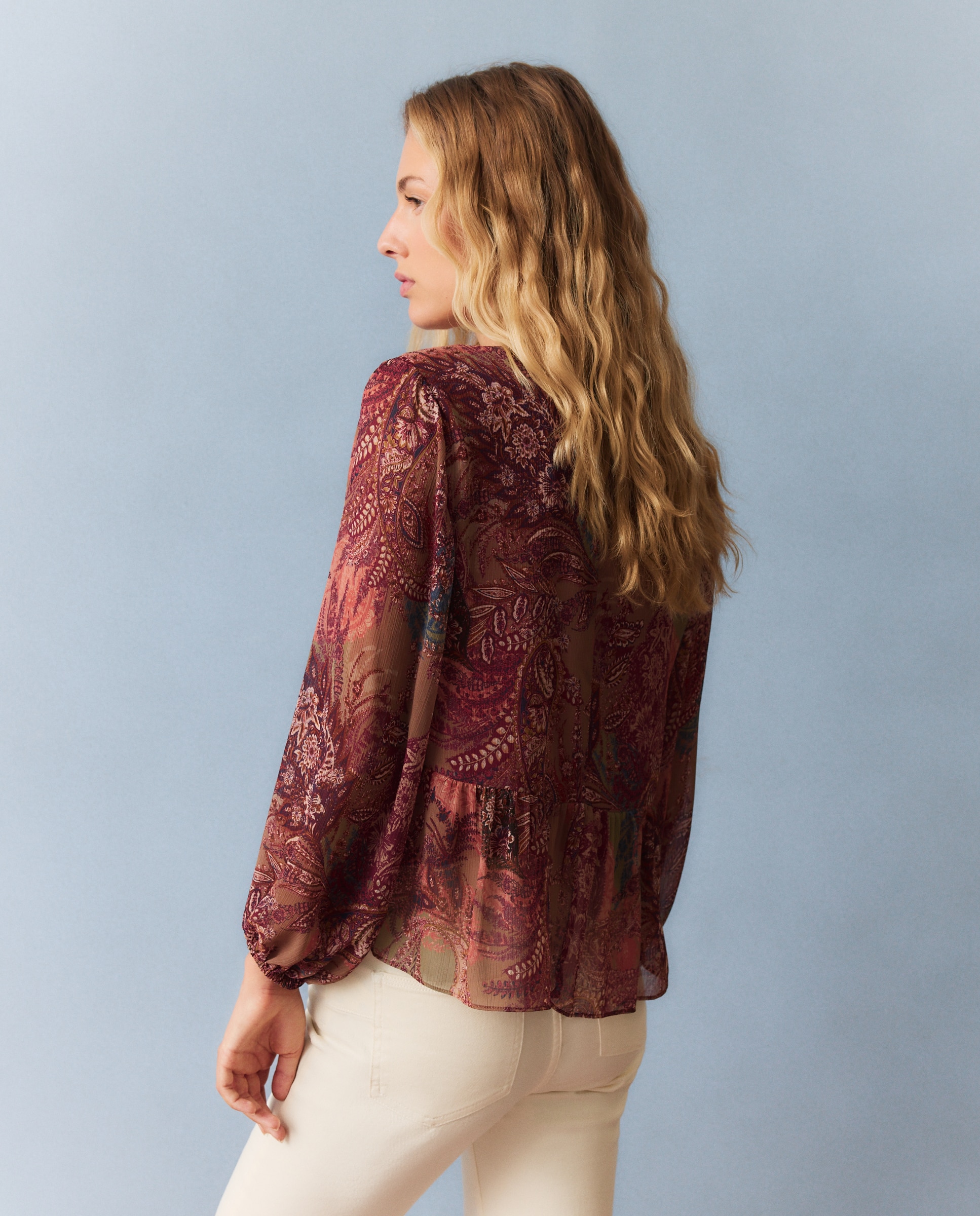 Imagen 3 de Blusa de mujer Georgette pisos - Southern Cotton - Rojo Rojo