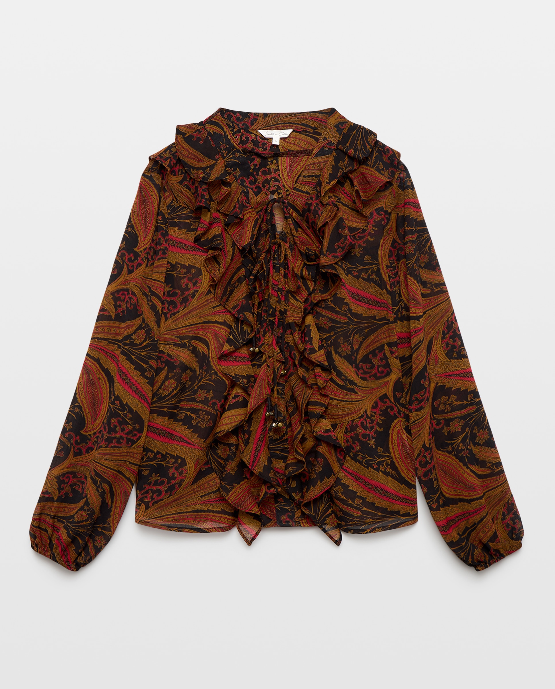 Blusa estampada com folho Cinzento-5