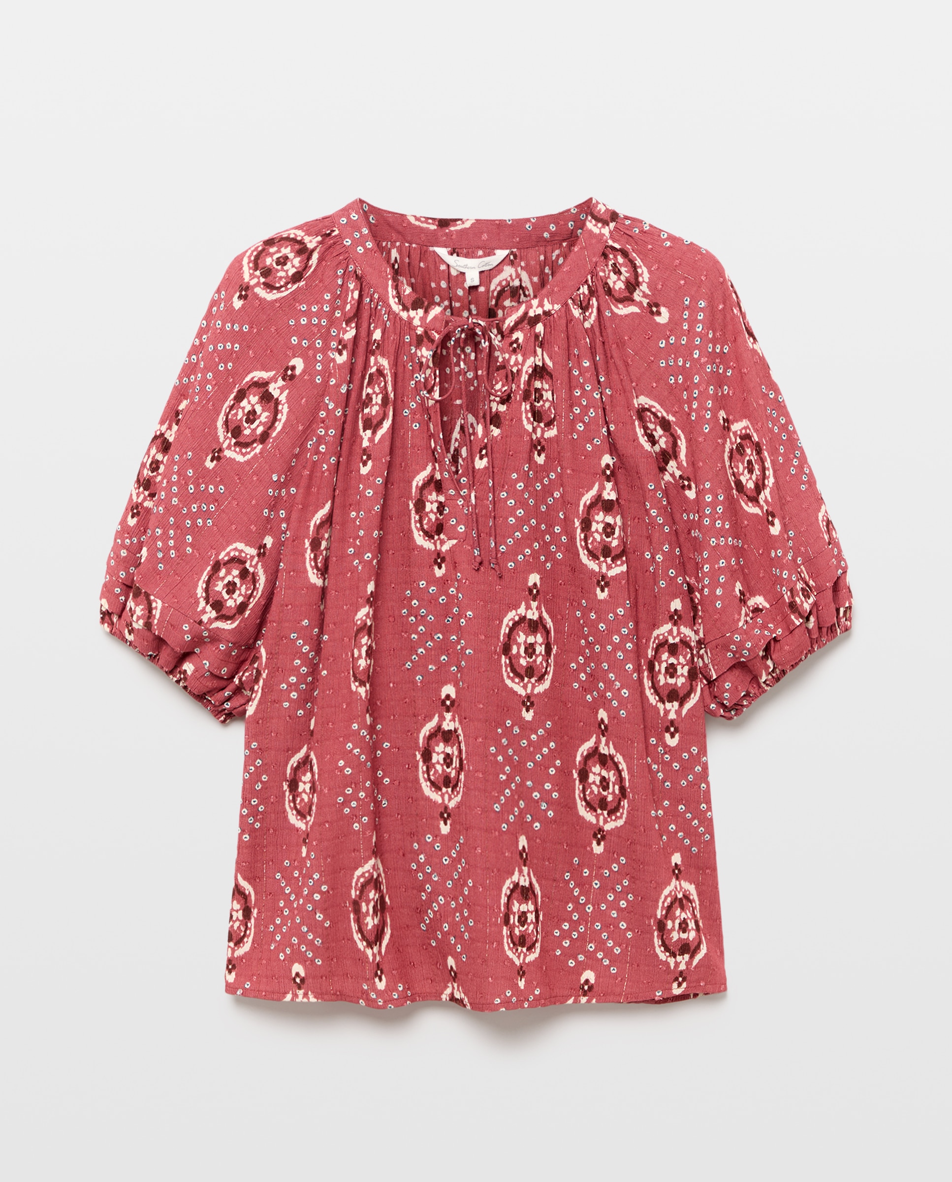 Blusa de mujer de manga farol lurex - Southern Cotton - Rojo Rojo-4