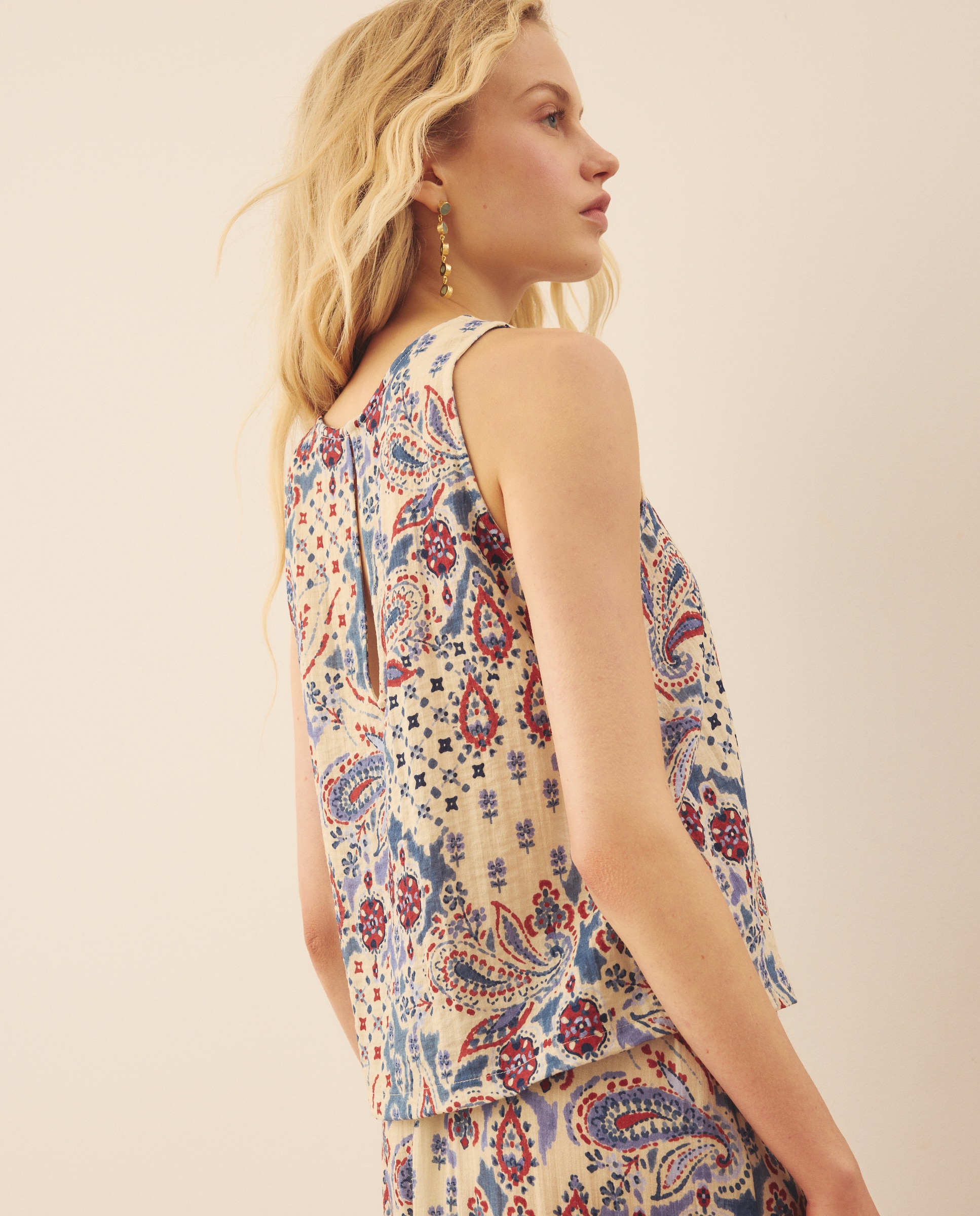 Top de mujer estampado abierto - Southern Cotton - Azul Azul-3