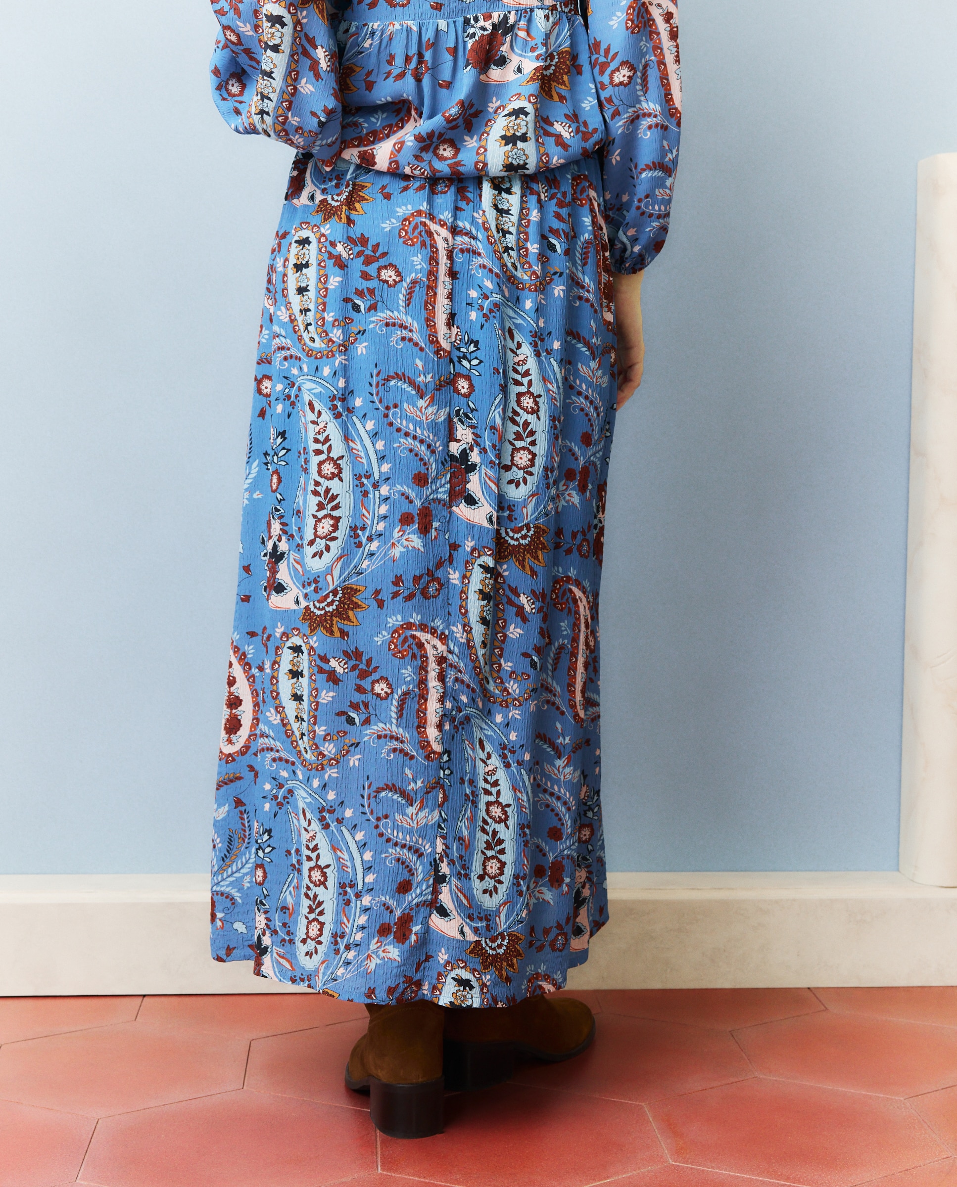 Saia com Estampado de Caxemiras Azul-marinho-3