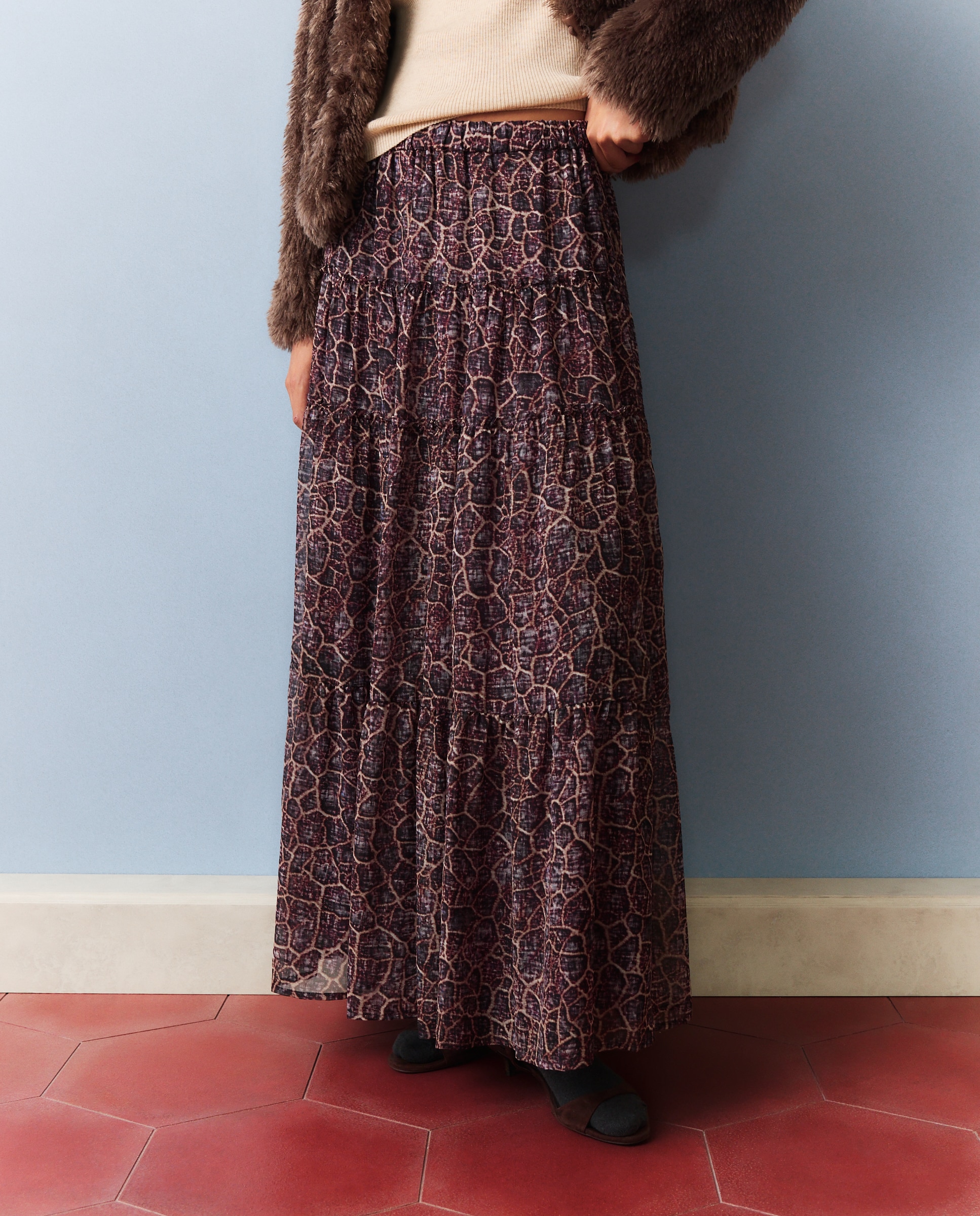 Falda larga georgette - Southern Cotton - Rosa Rosa-2