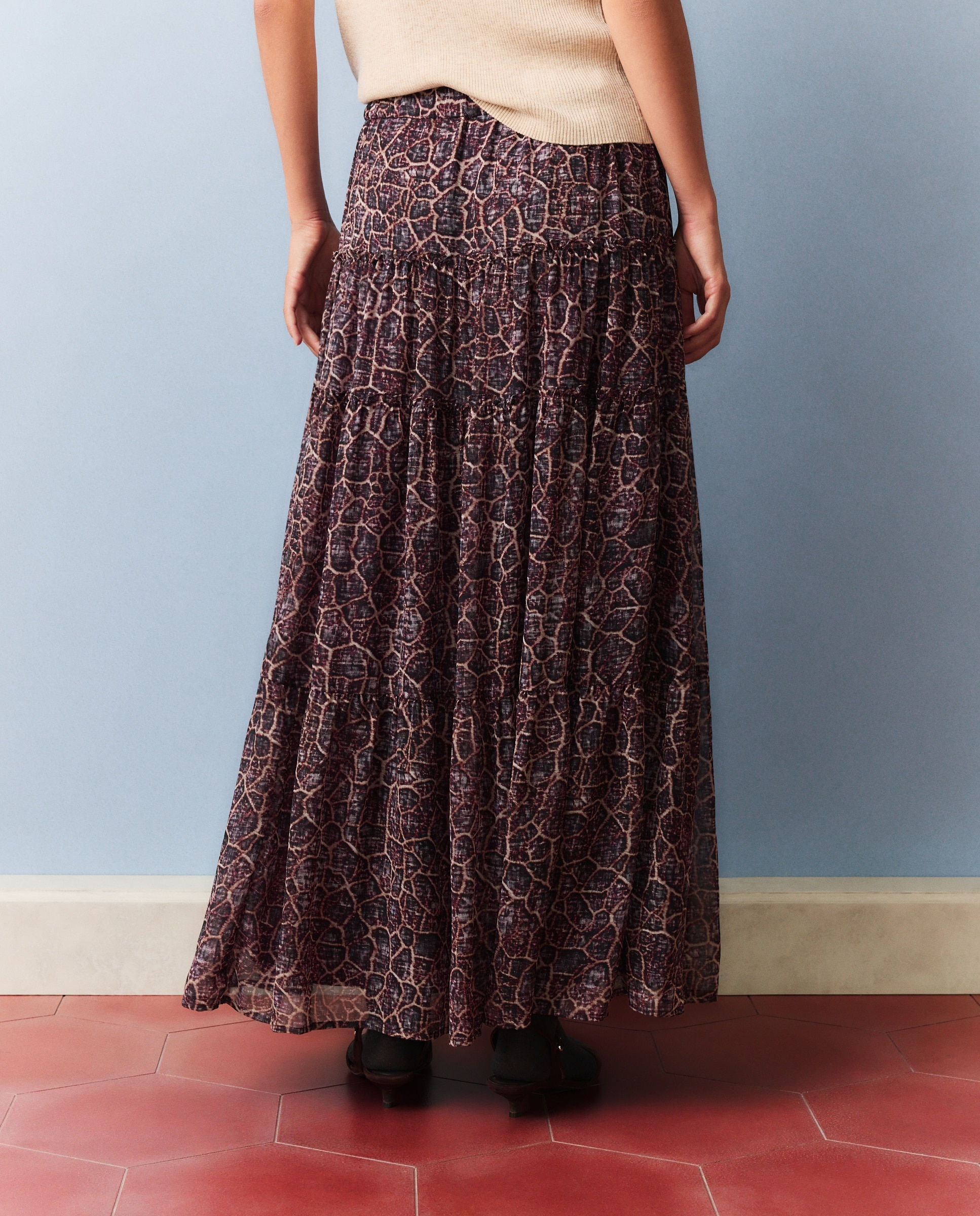 Falda larga georgette - Southern Cotton - Rosa Rosa-3