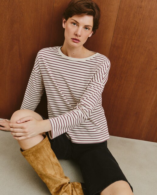 Imagen 0 de Camisa de manga larga con cuello caja de mujer