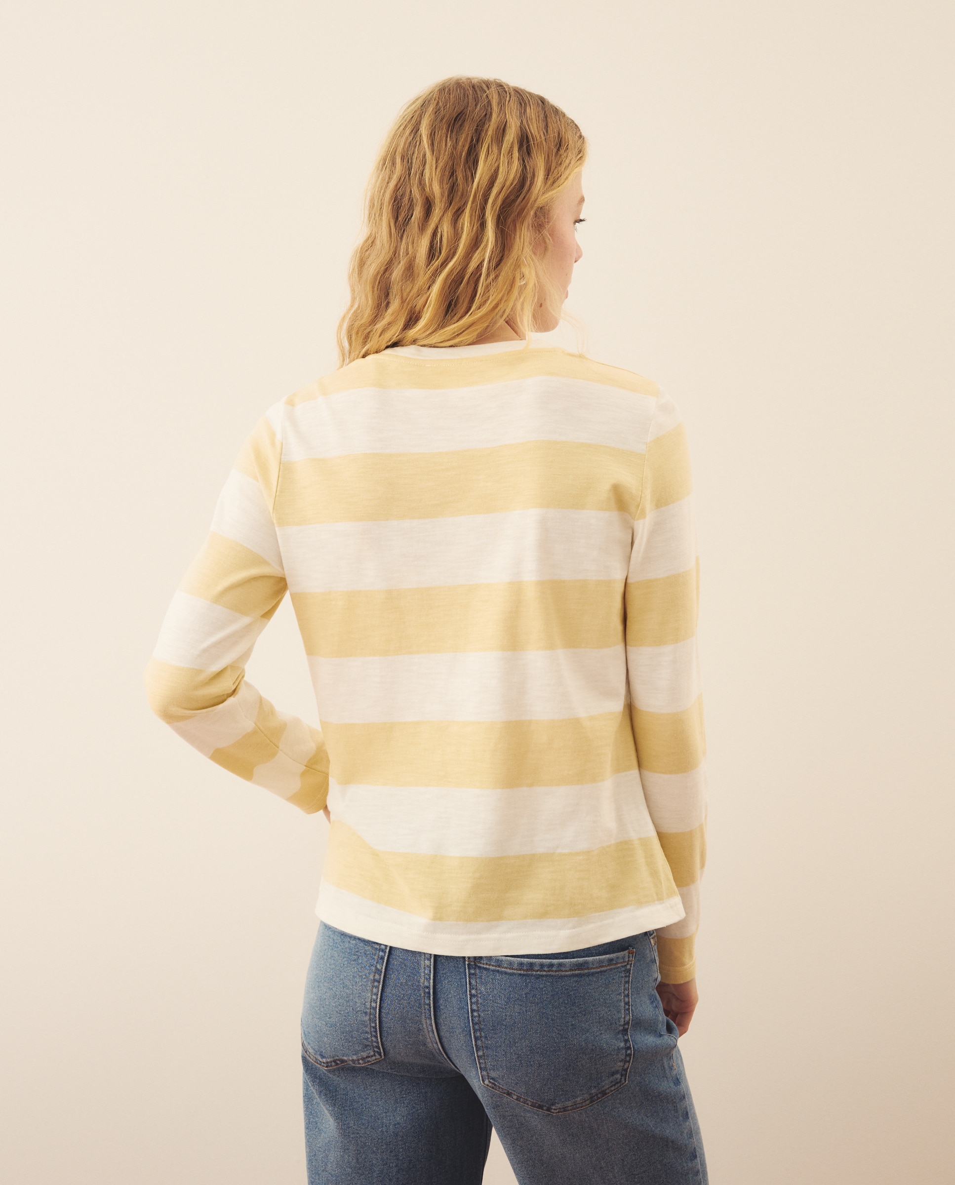 T-shirt com Risca Larga - Navy Amarelo-3