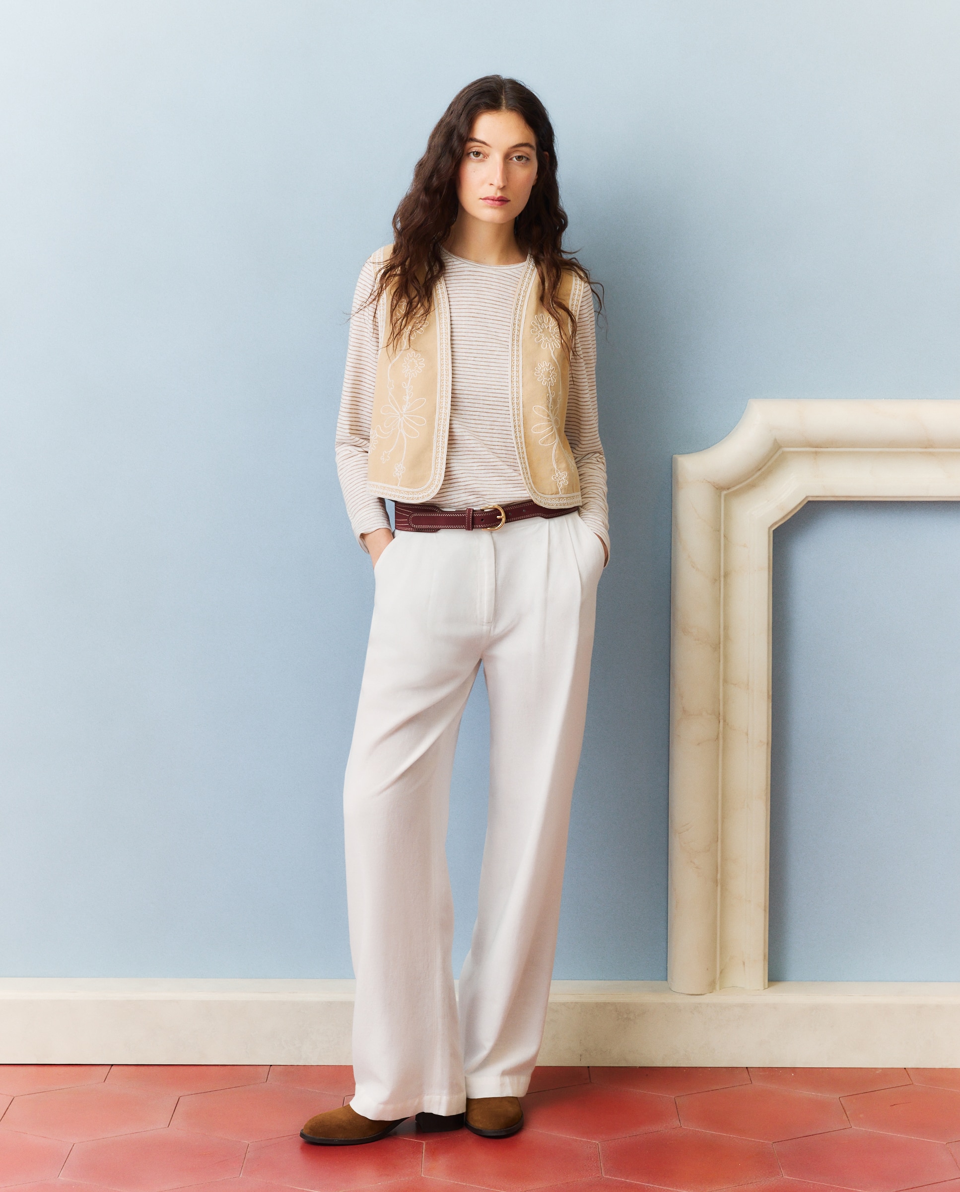 Imagen 2 de Camiseta de mujer raya lurex - Southern Cotton - Marrón Marrón