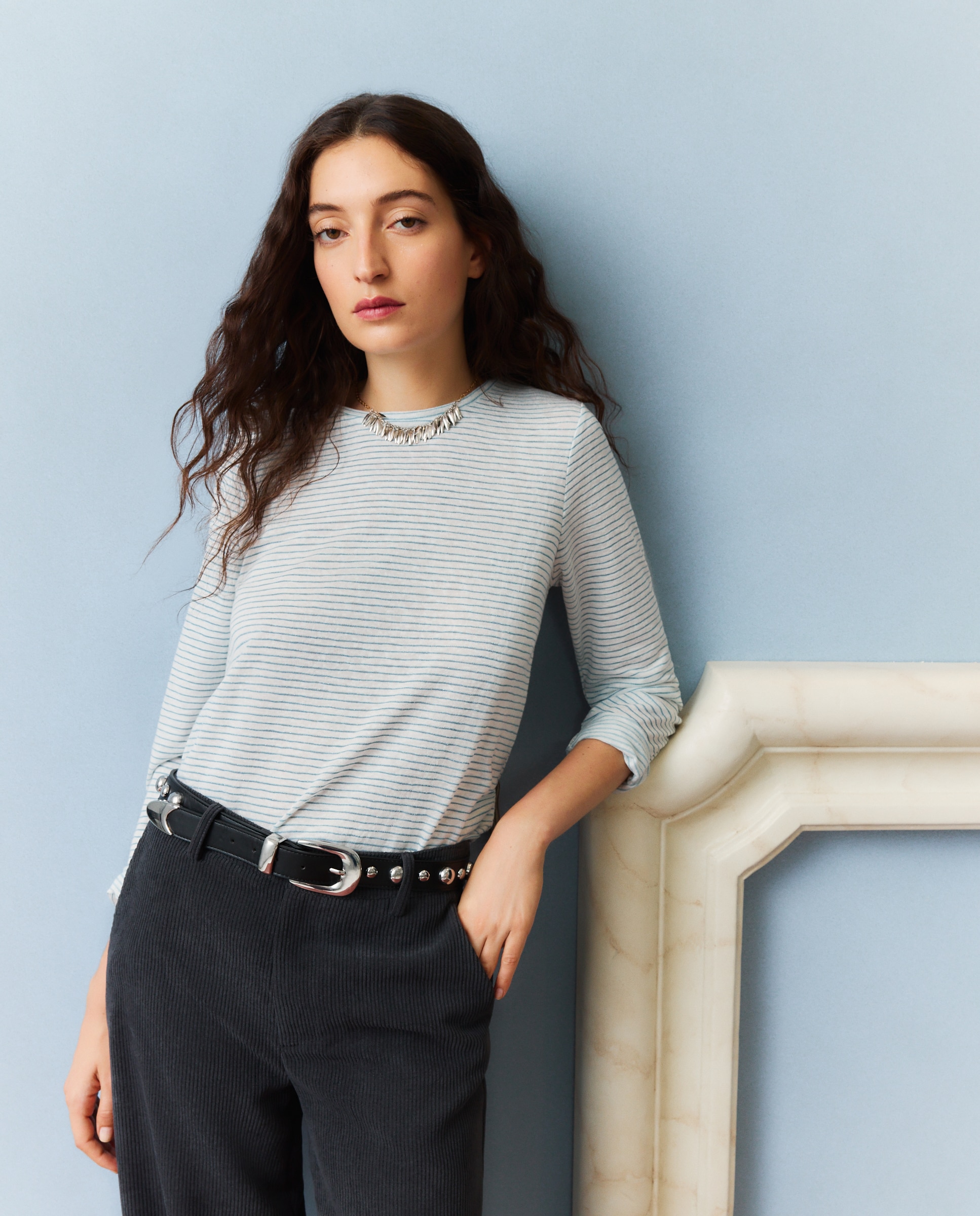 Imagen 1 de Camiseta de mujer raya lurex - Southern Cotton - Azul Azul
