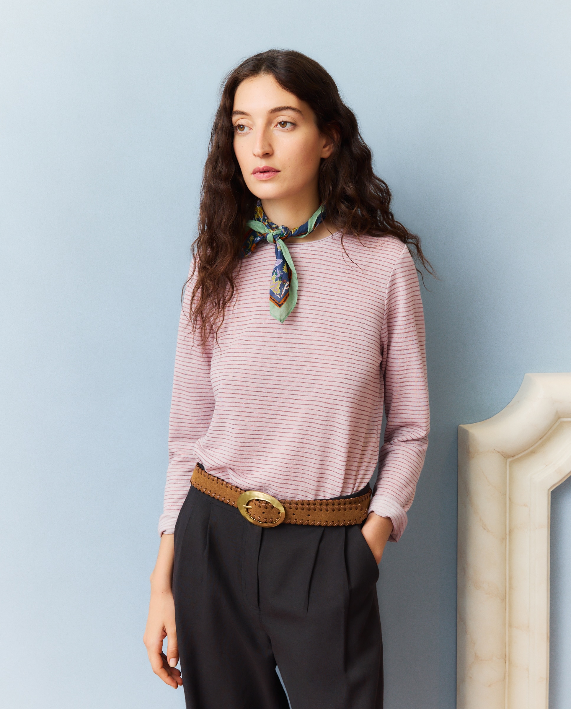 Imagen 1 de Camiseta de mujer raya lurex - Southern Cotton - Rojo Rojo