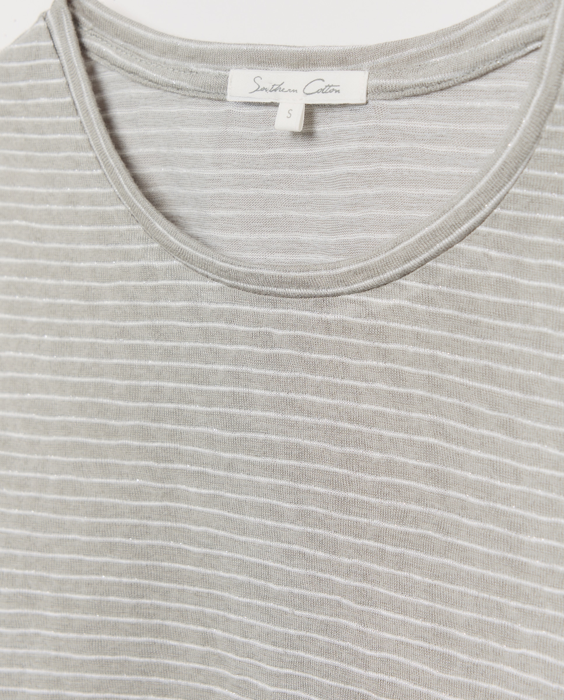 T-shirt de mulher com risca de fio metalizado Preto-5