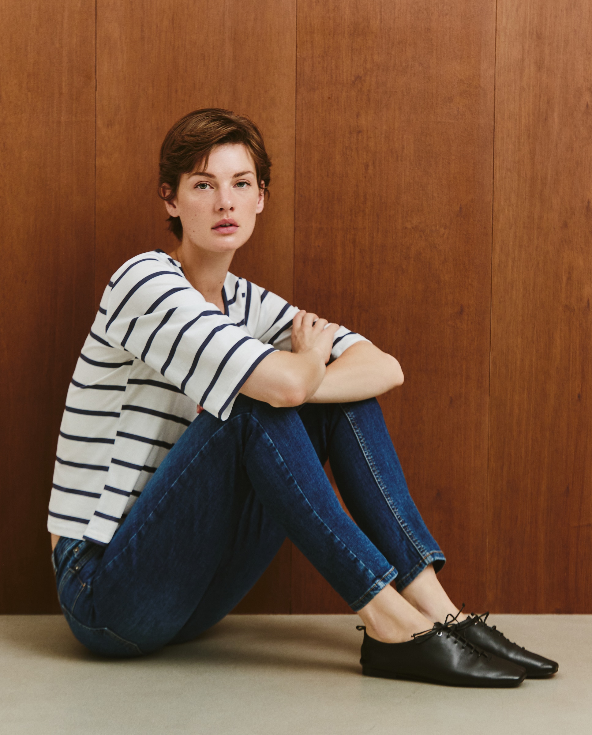 Camisola Estampada com Manga 3/4 Azul-2