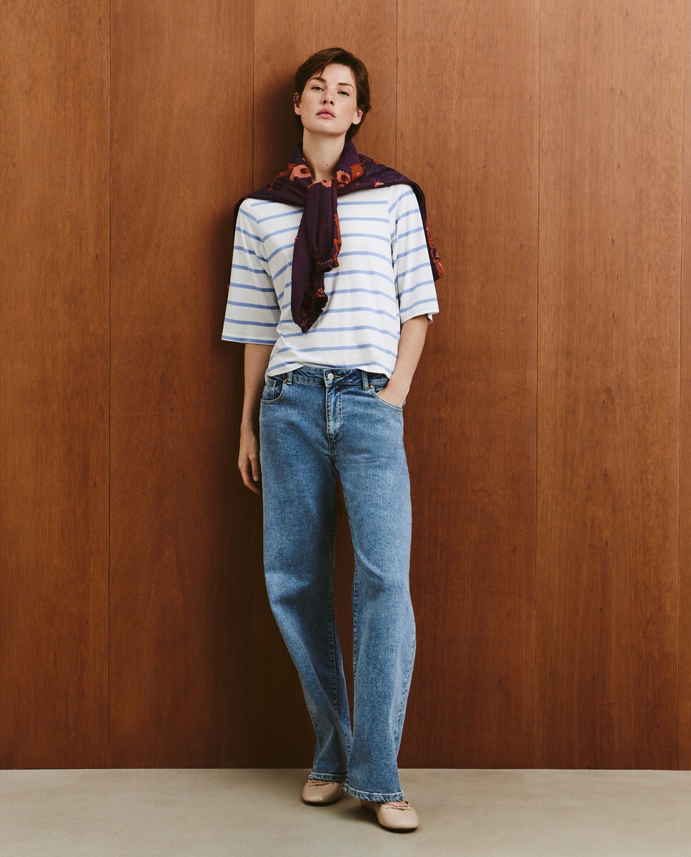 Camisola Estampada com Manga 3/4 Branco-2