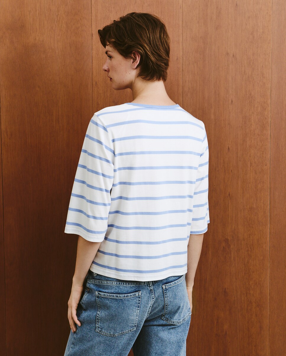 Camisola Estampada com Manga 3/4 Branco-3