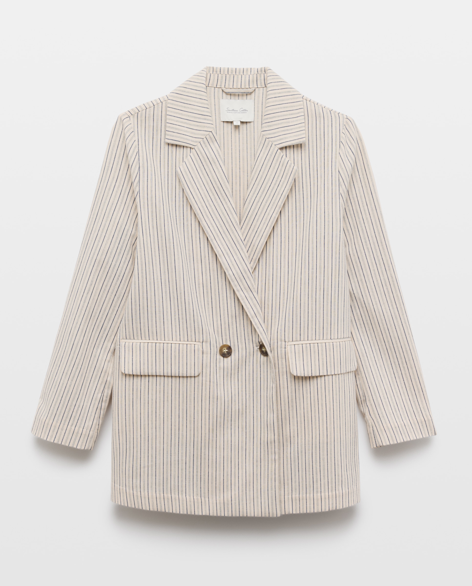 Blazer Liso de Linho Azul-4