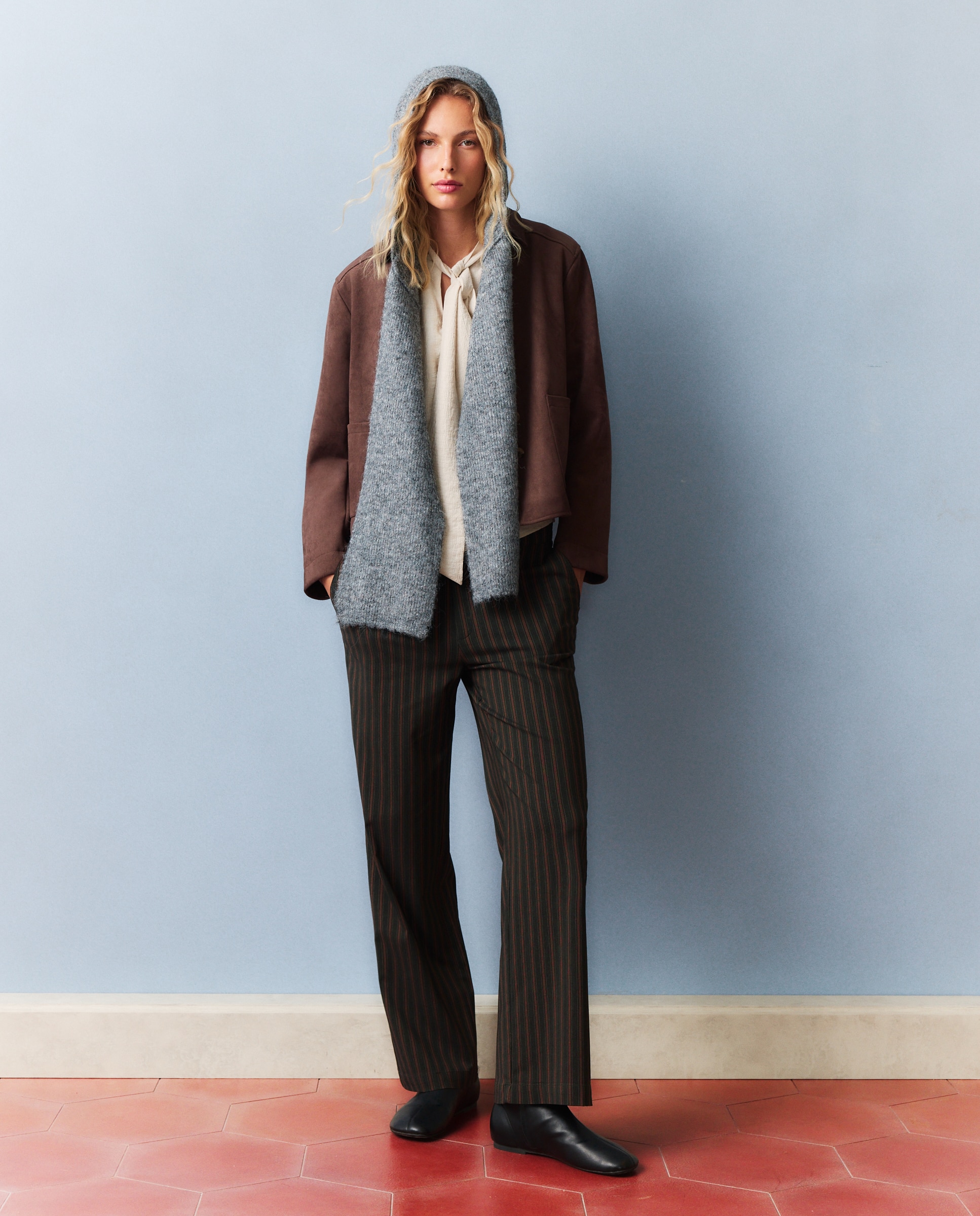 Chaqueta lisa con botones de mujer - Southern Cotton - Marrón Marrón-2