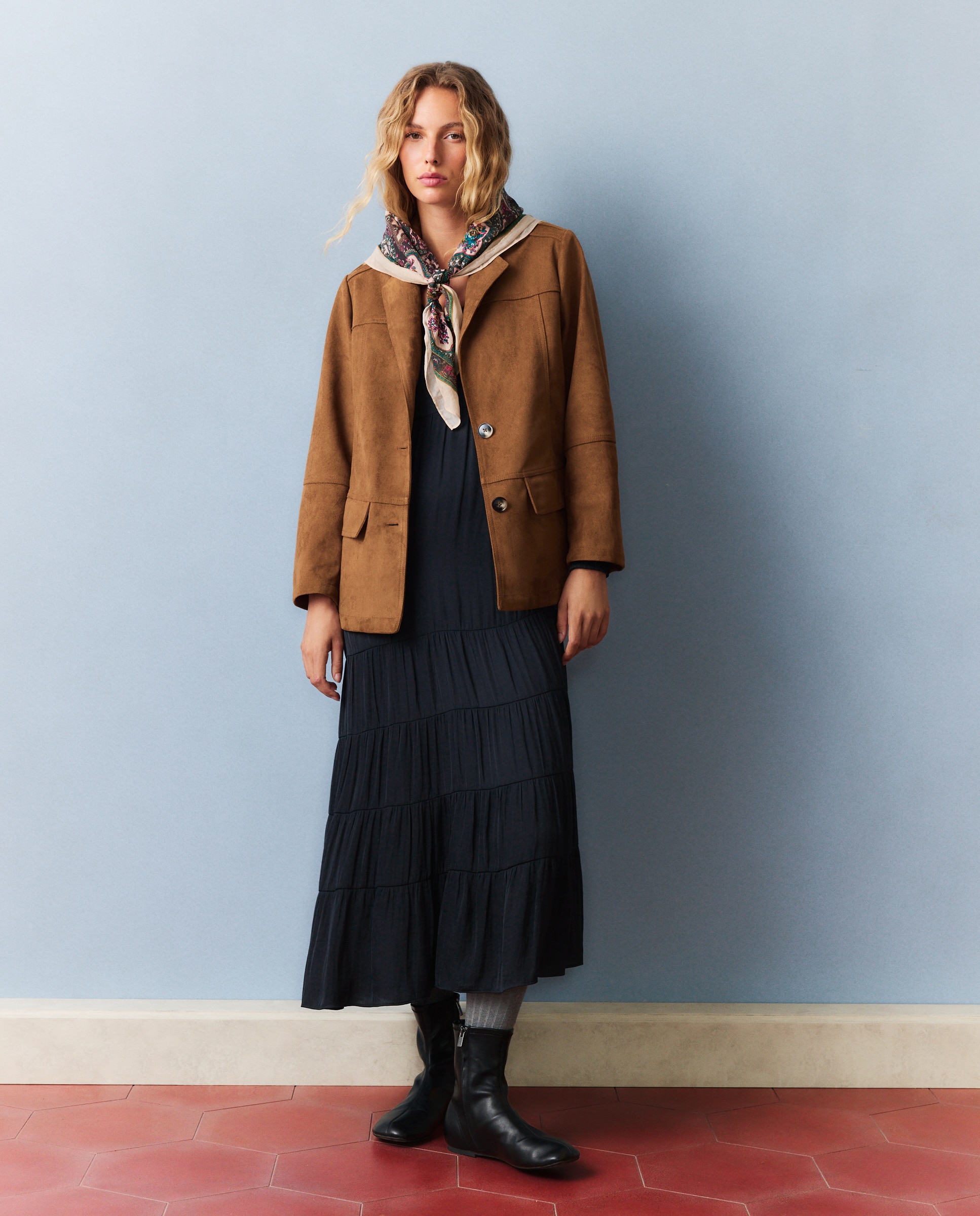 Chaquetón de mujer antelina interior cuadros - Southern Cotton - 730 Camel 730 Camel-2