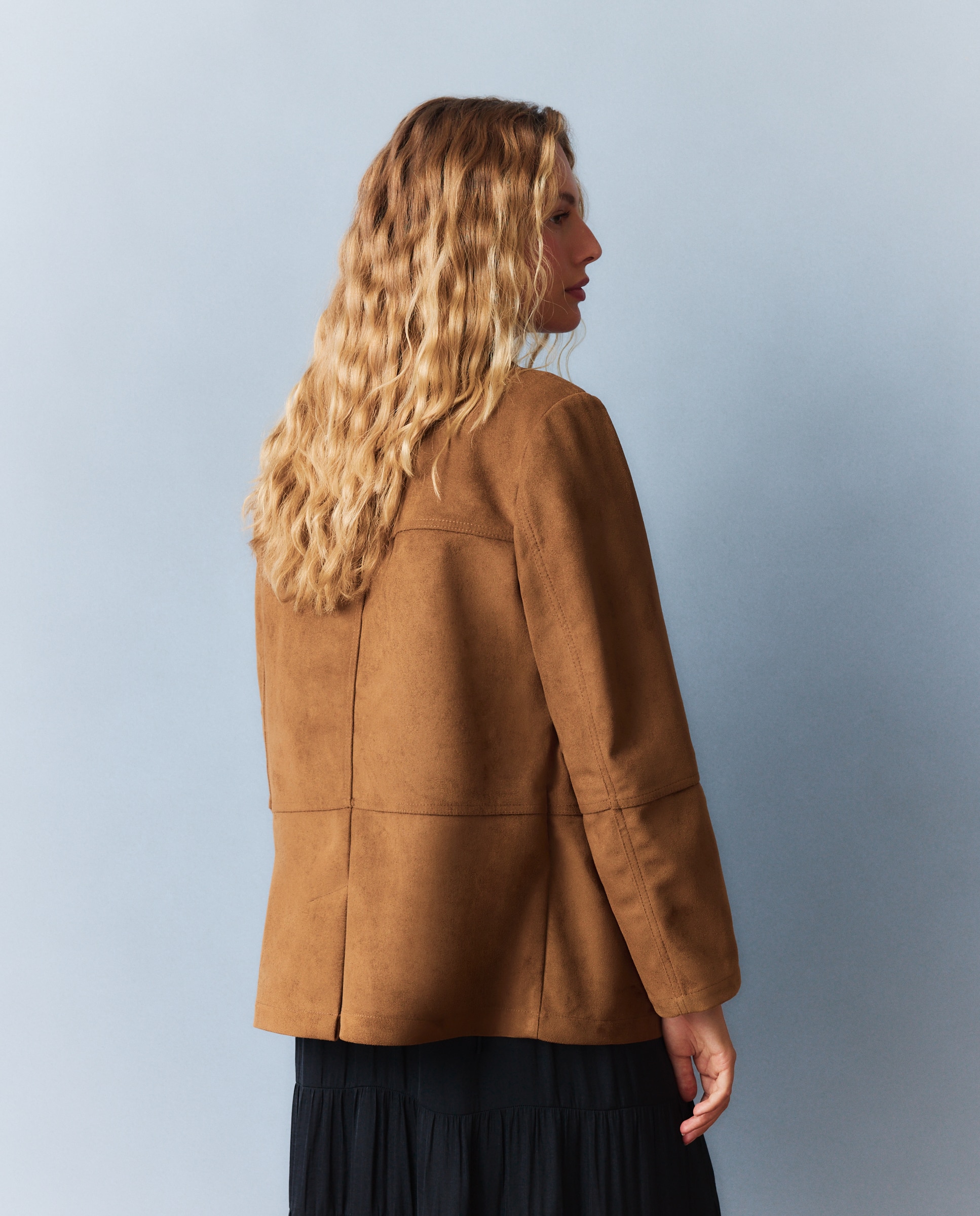 Chaquetón de mujer antelina interior cuadros - Southern Cotton - 730 Camel 730 Camel-3