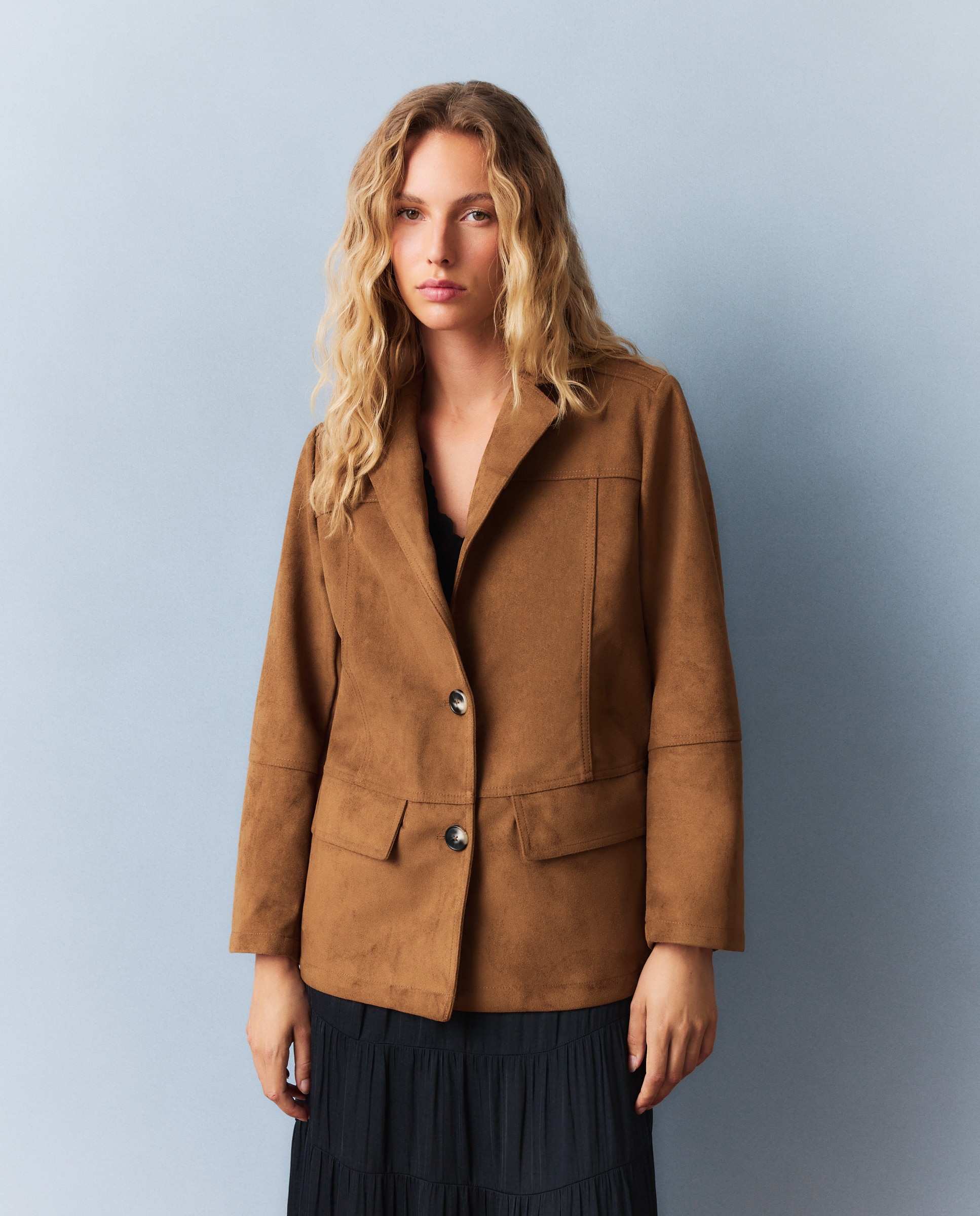 Chaquetón de mujer antelina interior cuadros - Southern Cotton - 730 Camel 730 Camel-4