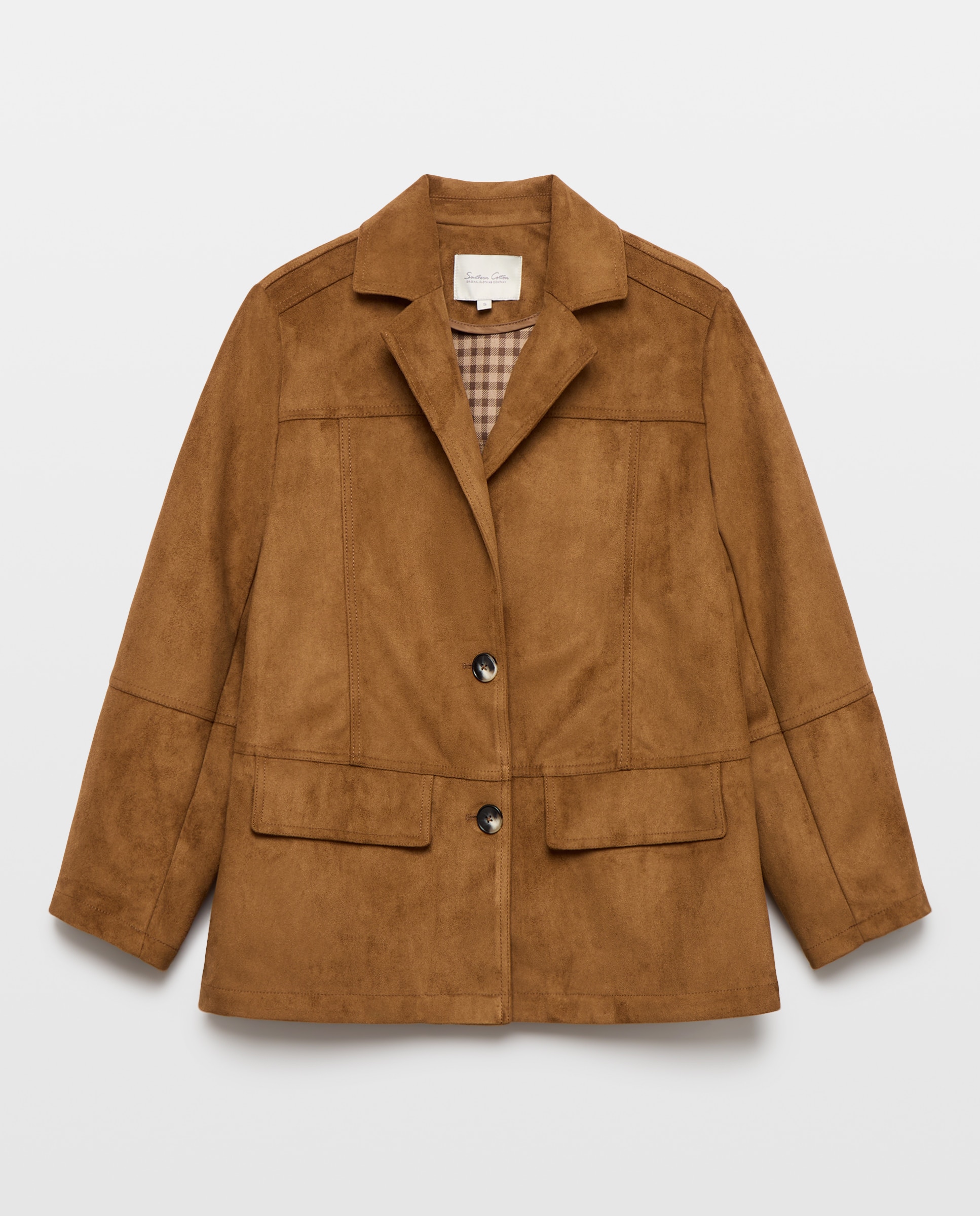 Chaquetón de mujer antelina interior cuadros - Southern Cotton - 730 Camel 730 Camel-5