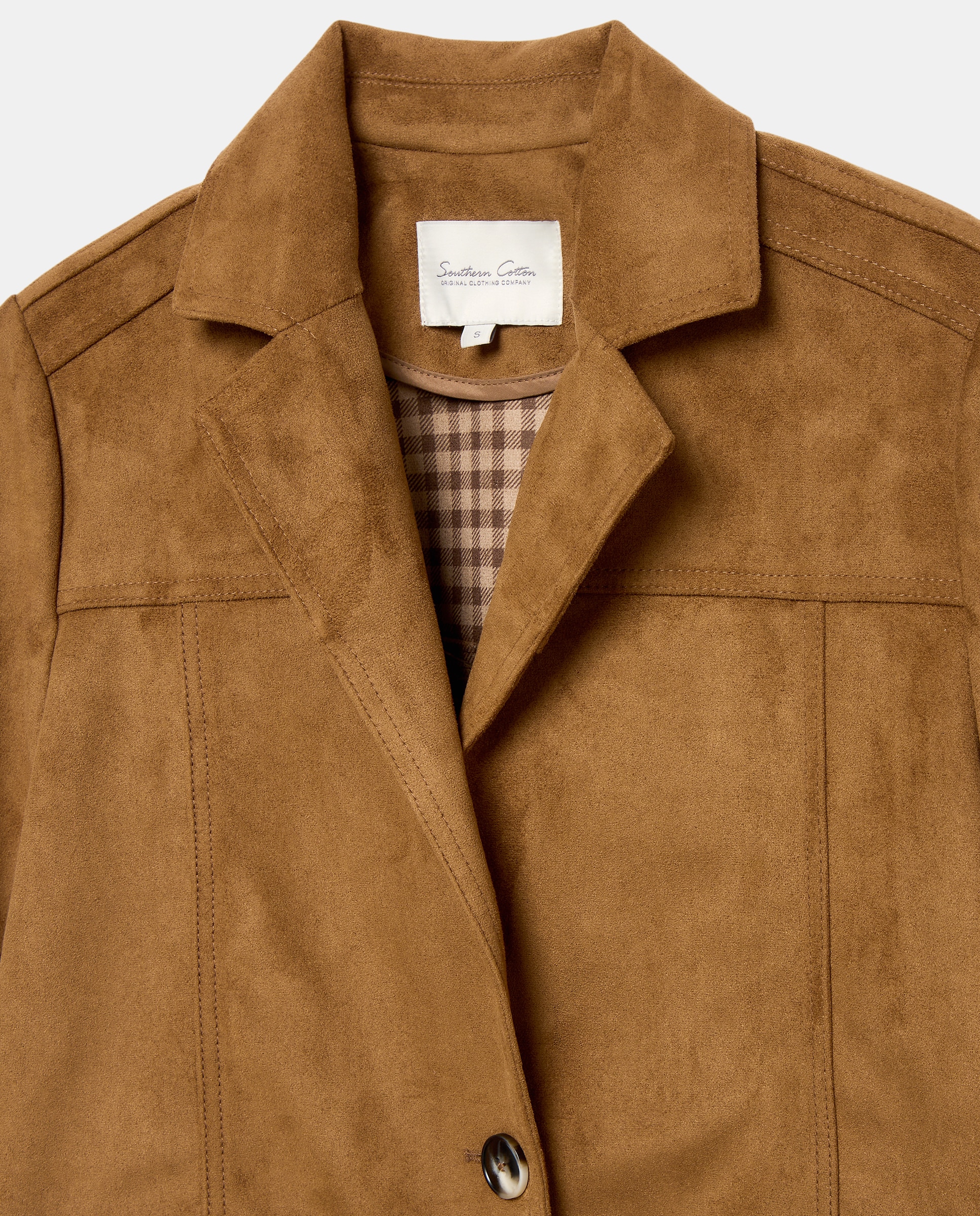 Chaquetón de mujer antelina interior cuadros - Southern Cotton - 730 Camel 730 Camel-6