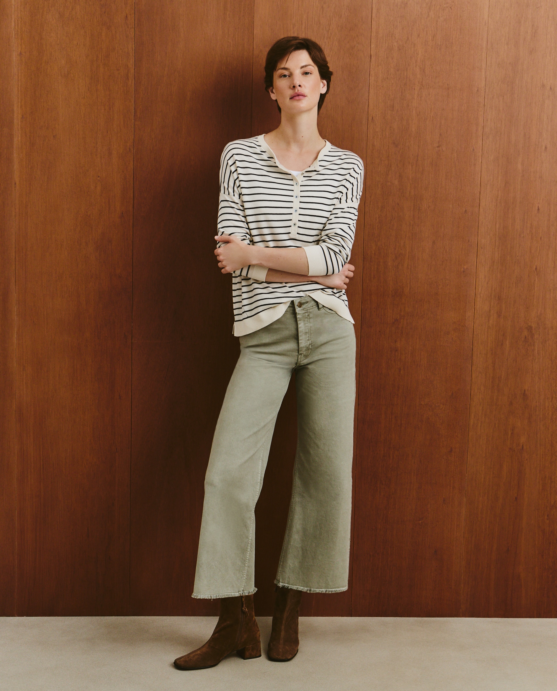 Camisola de Malha de Algodão Lisa Azul-2