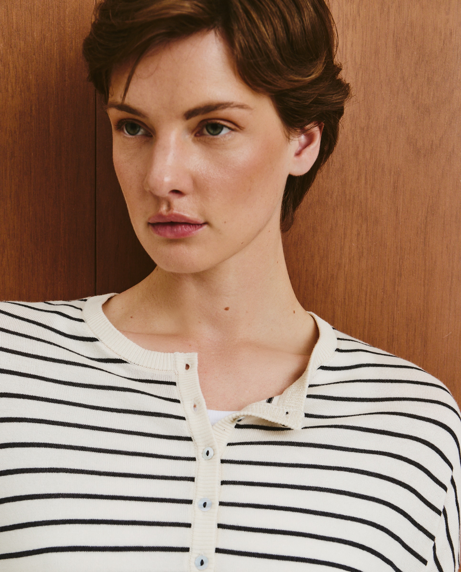 Camisola de Malha de Algodão Lisa Azul-4