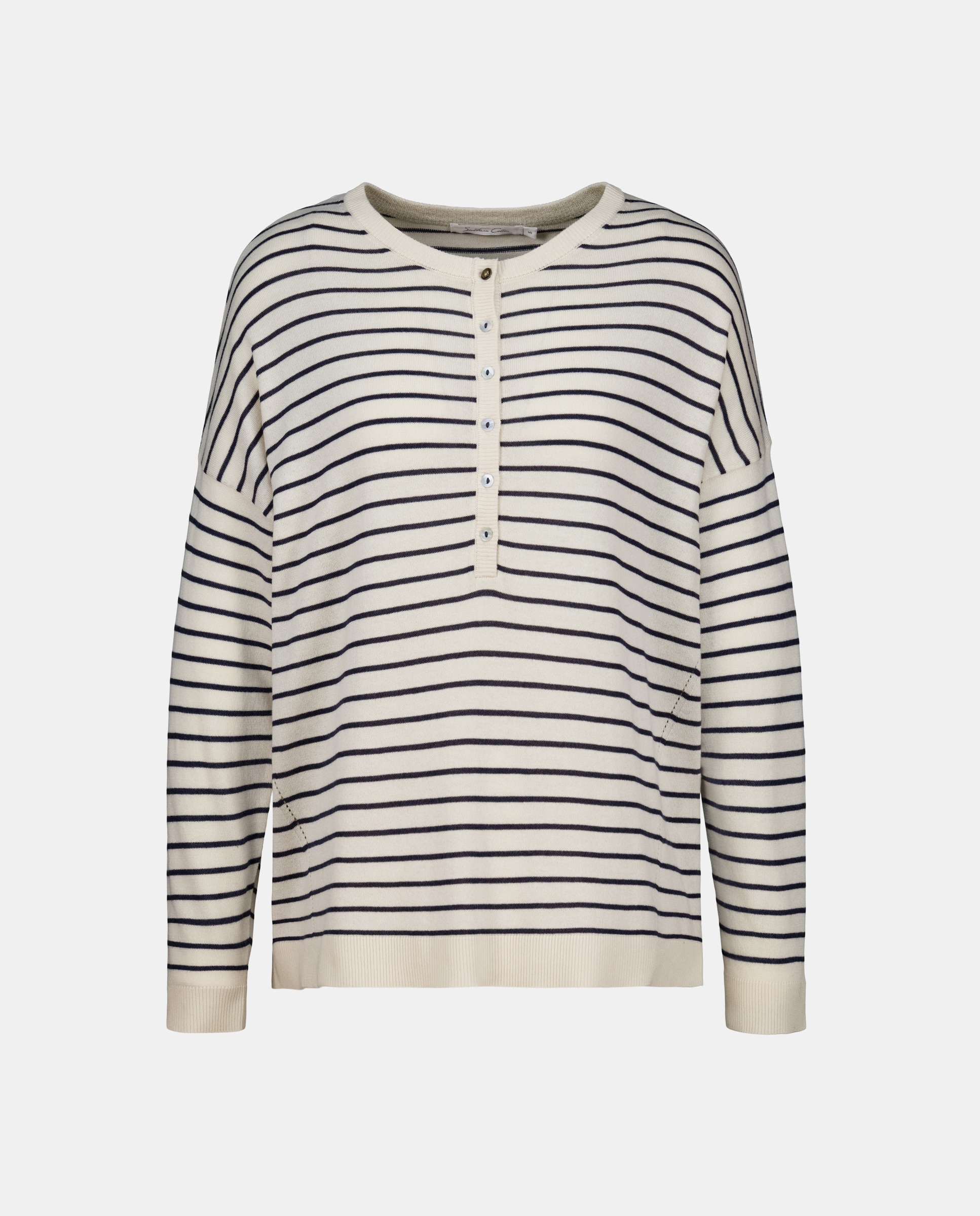 Camisola de Malha de Algodão Lisa Azul-5