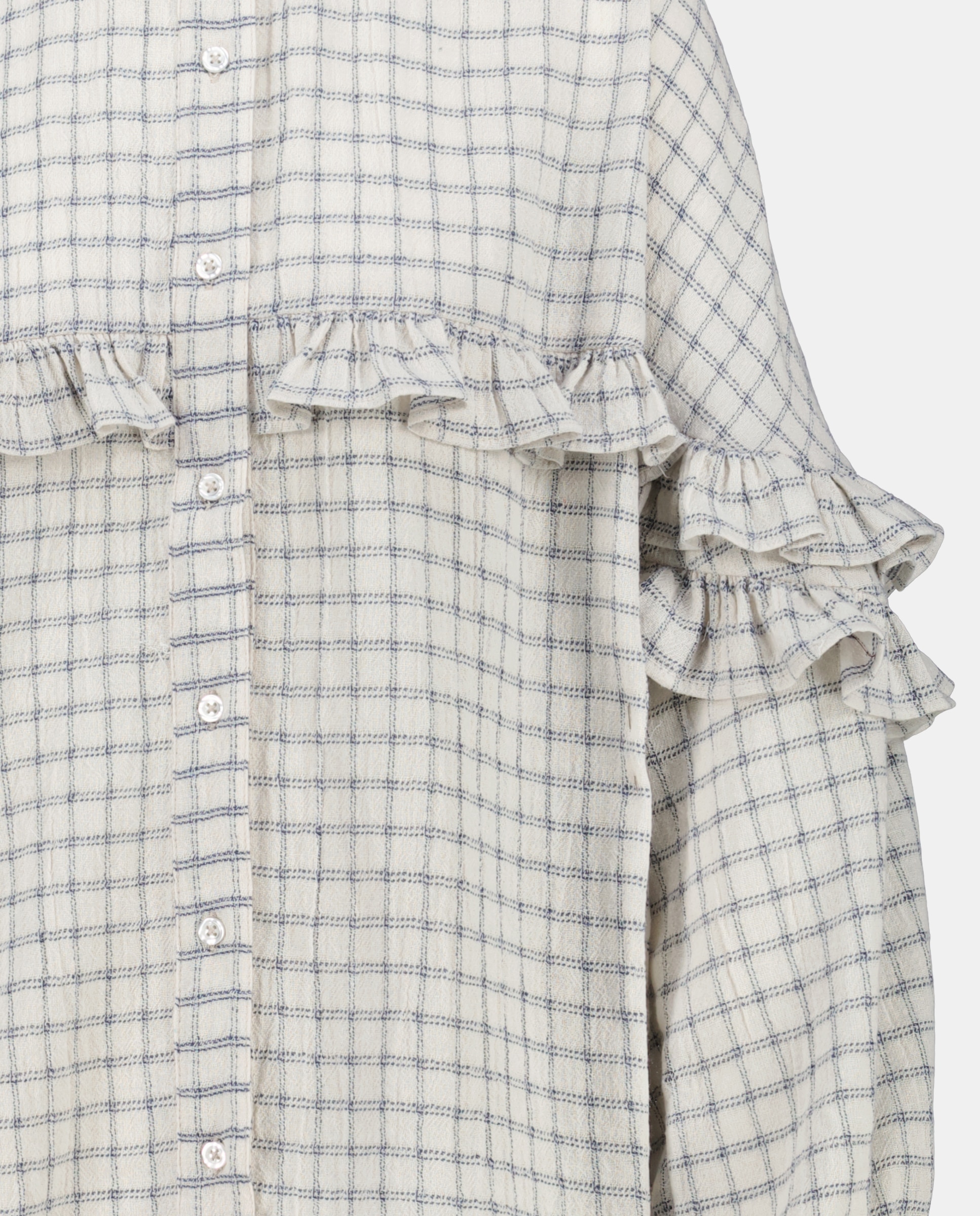 Blusa com Folho aos Quadrados Azul-5