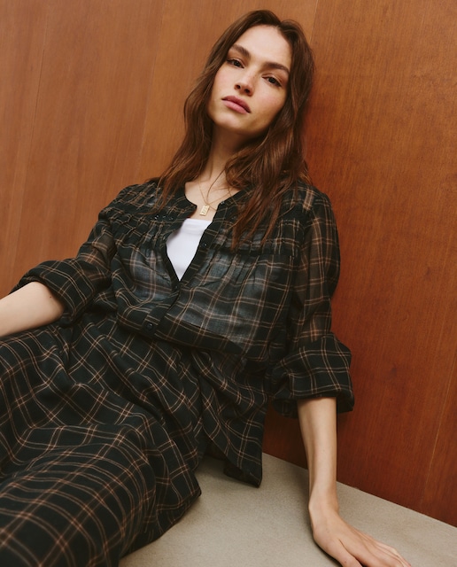 Imagen 0 de Blusa de algodón de manga larga de mujer