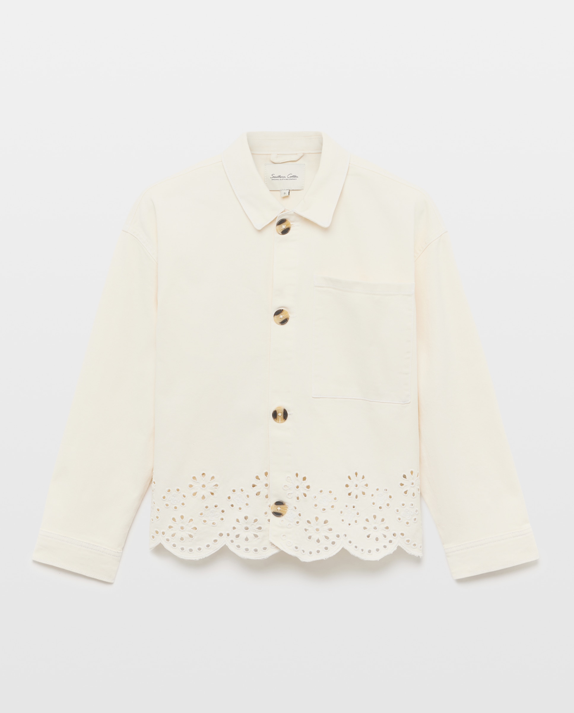 Sobrecamisa Bordada Perfurada Branco-4