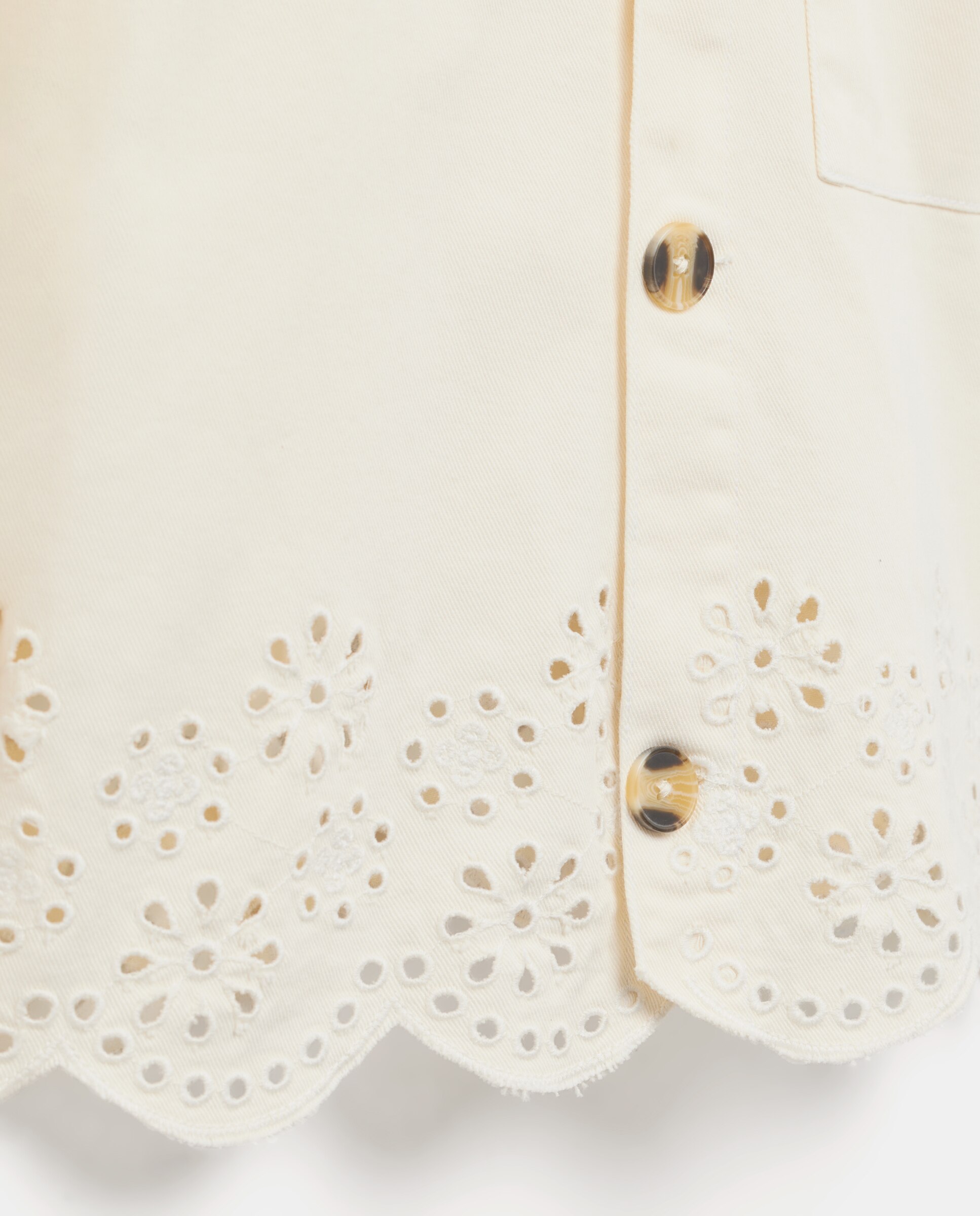 Sobrecamisa Bordada Perfurada Branco-5