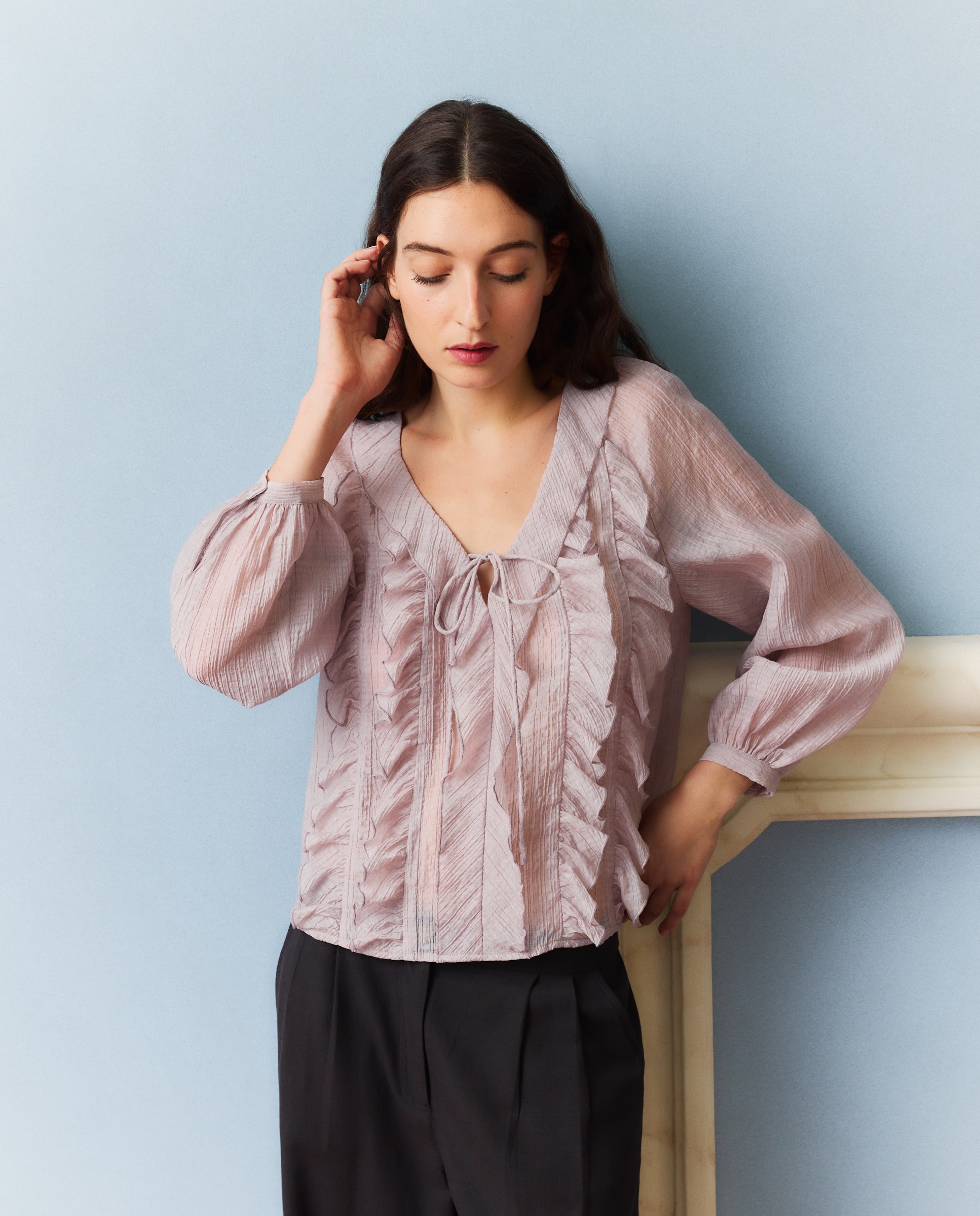Imagen 2 de Blusa de mujer con volantes - Southern Cotton - 284 Lila 284 Lila