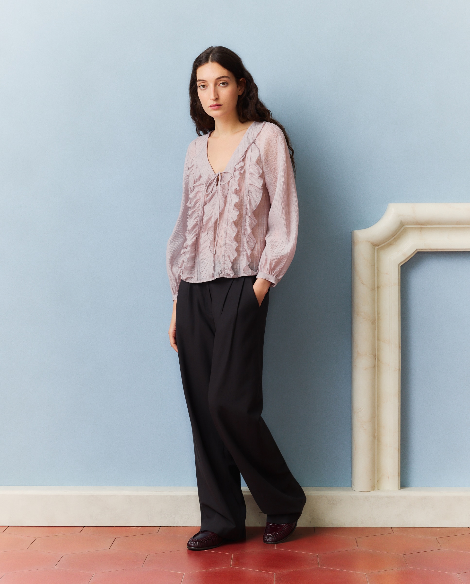 Imagen 3 de Blusa de mujer con volantes - Southern Cotton - 284 Lila 284 Lila
