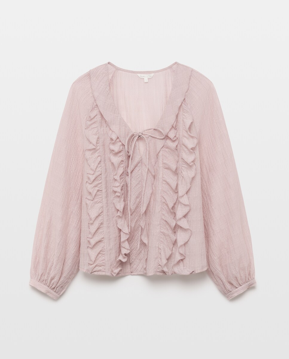 Imagen 0 de Blusa de mujer con volantes Burdeos