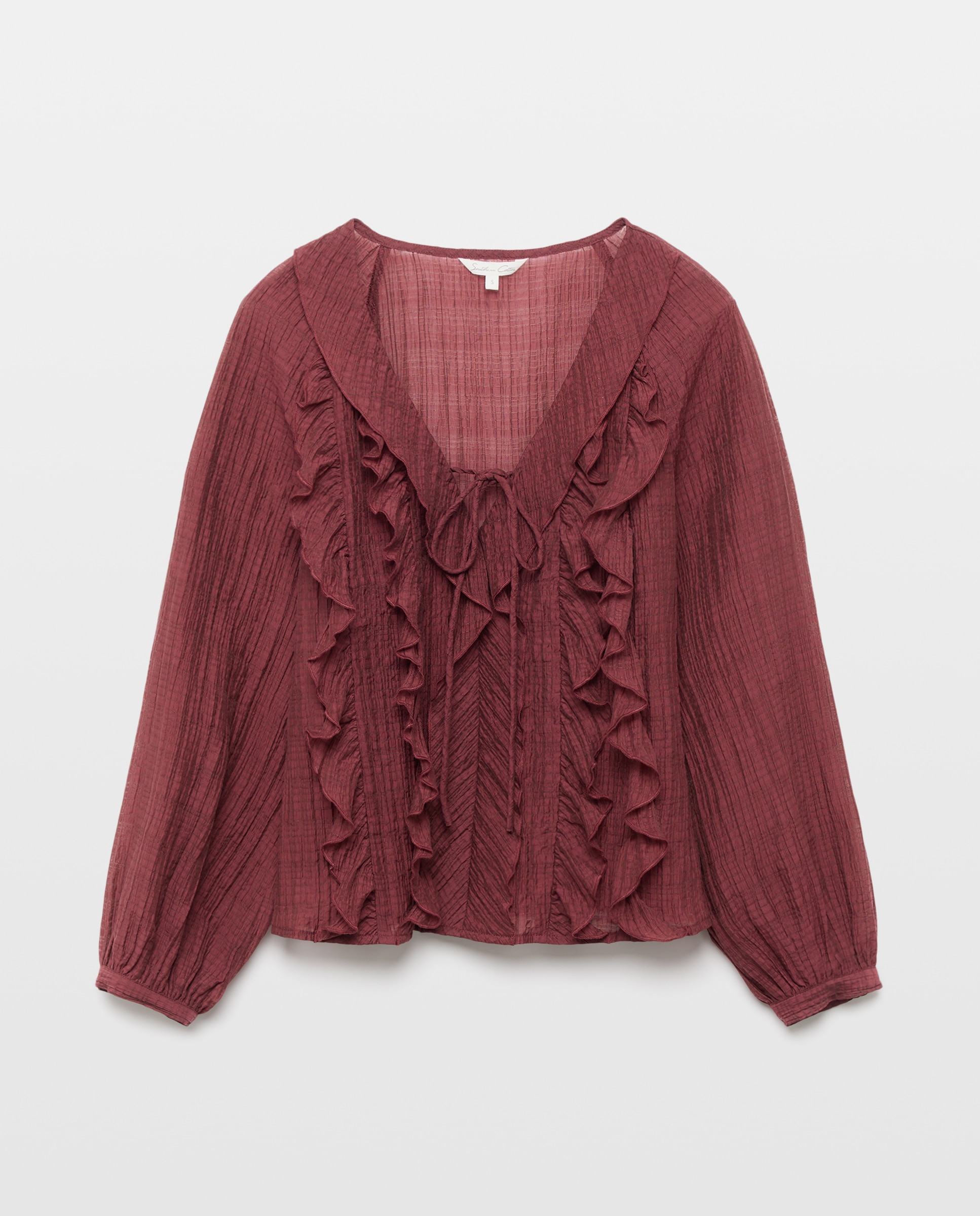 Blusa com folhos Bordeaux-4