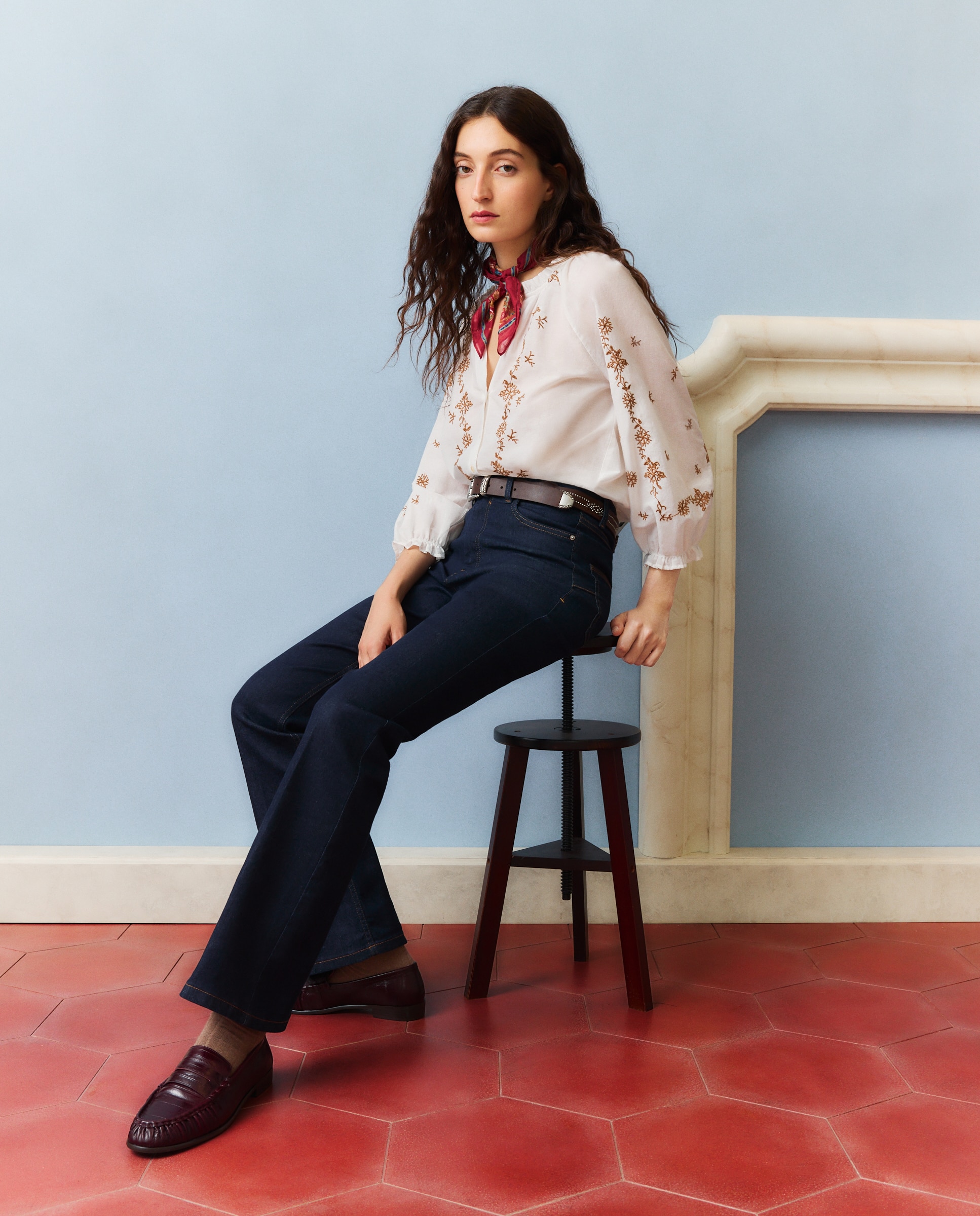 Imagen 2 de Blusa de mujer romántica con bordado - Southern Cotton - 120 Crudo 120 Crudo