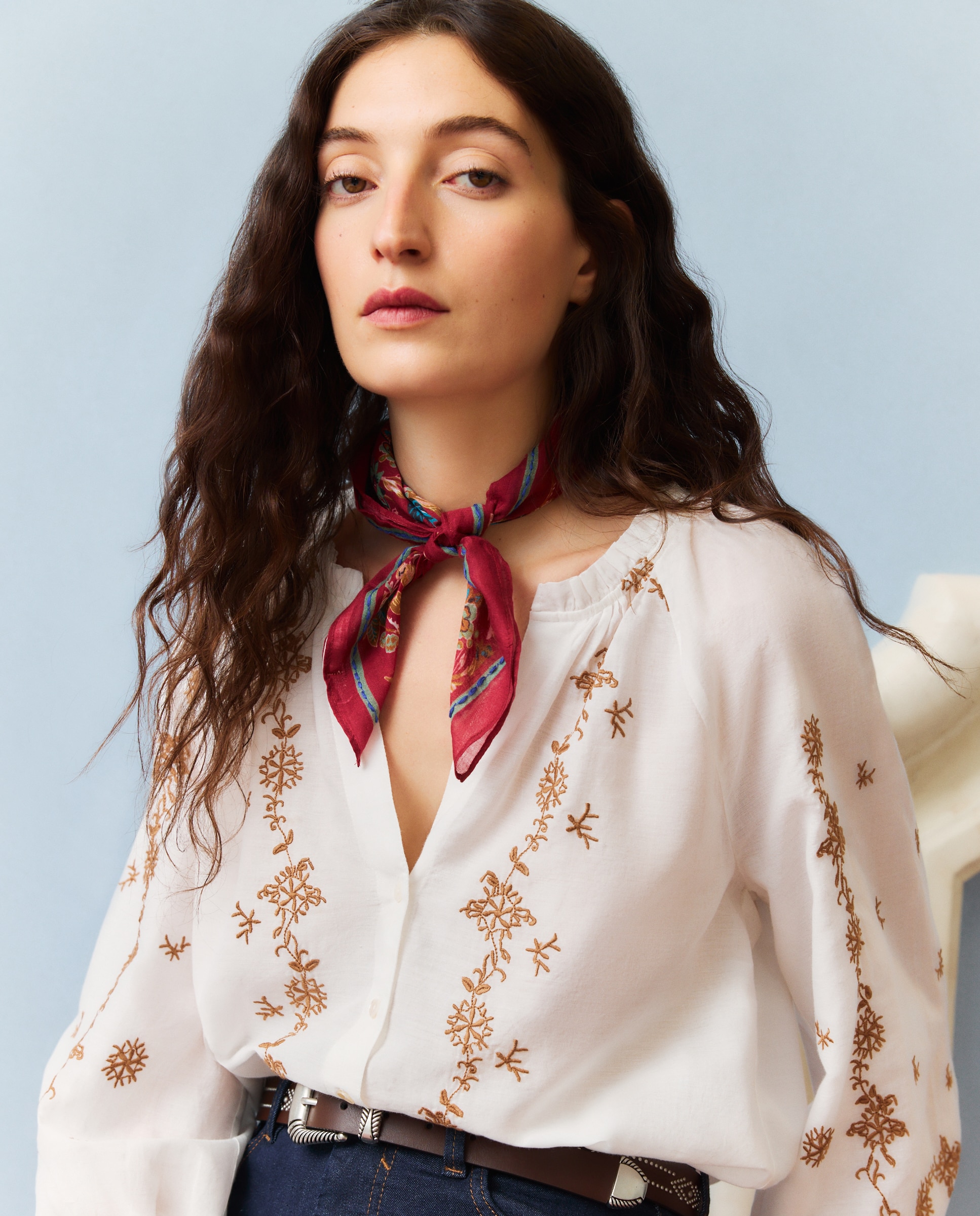 Imagen 4 de Blusa de mujer romántica con bordado - Southern Cotton - 120 Crudo 120 Crudo