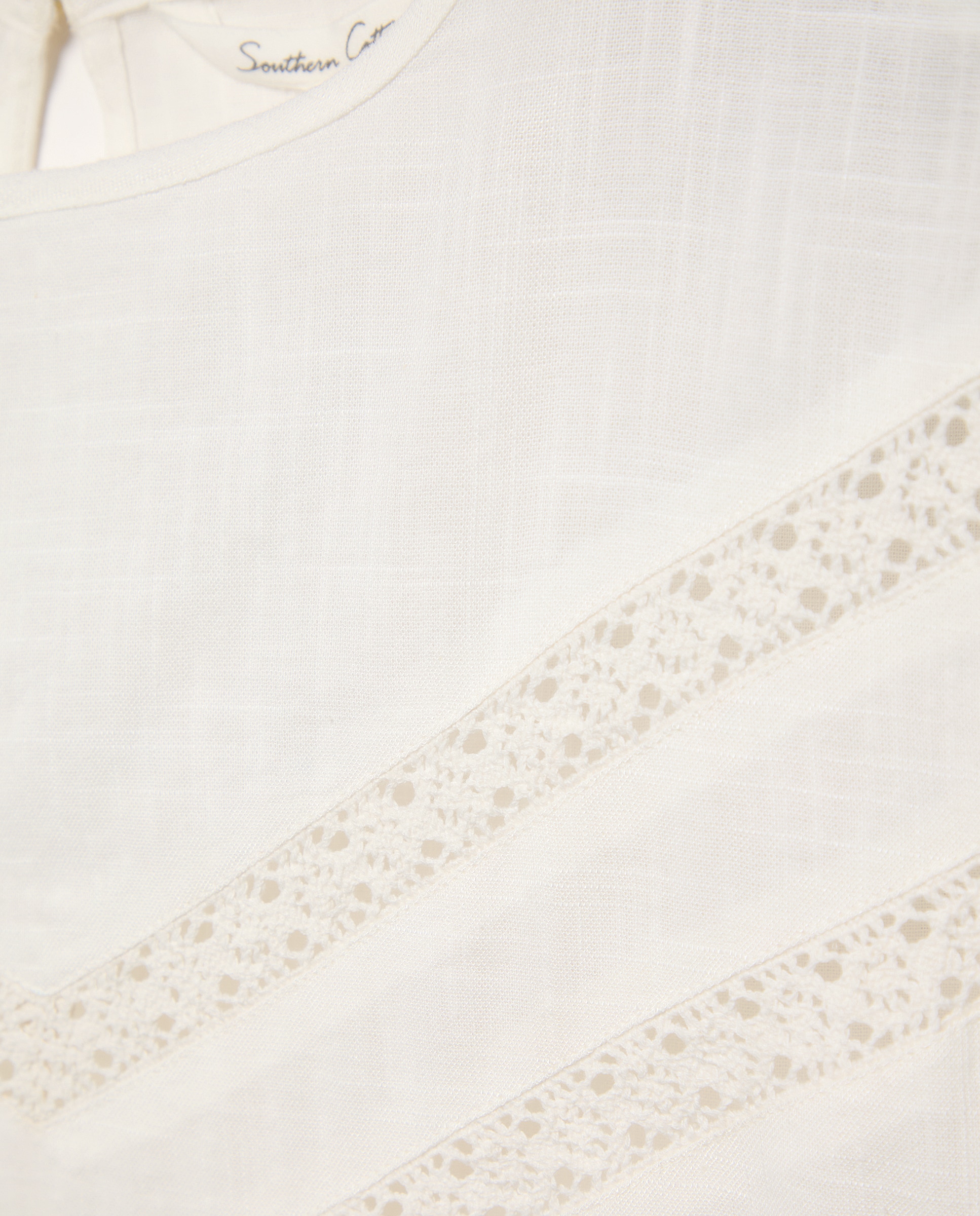 Imagen 6 de Top manga corta de mujer con aplique crochet - Southern Cotton - Blanco Blanco