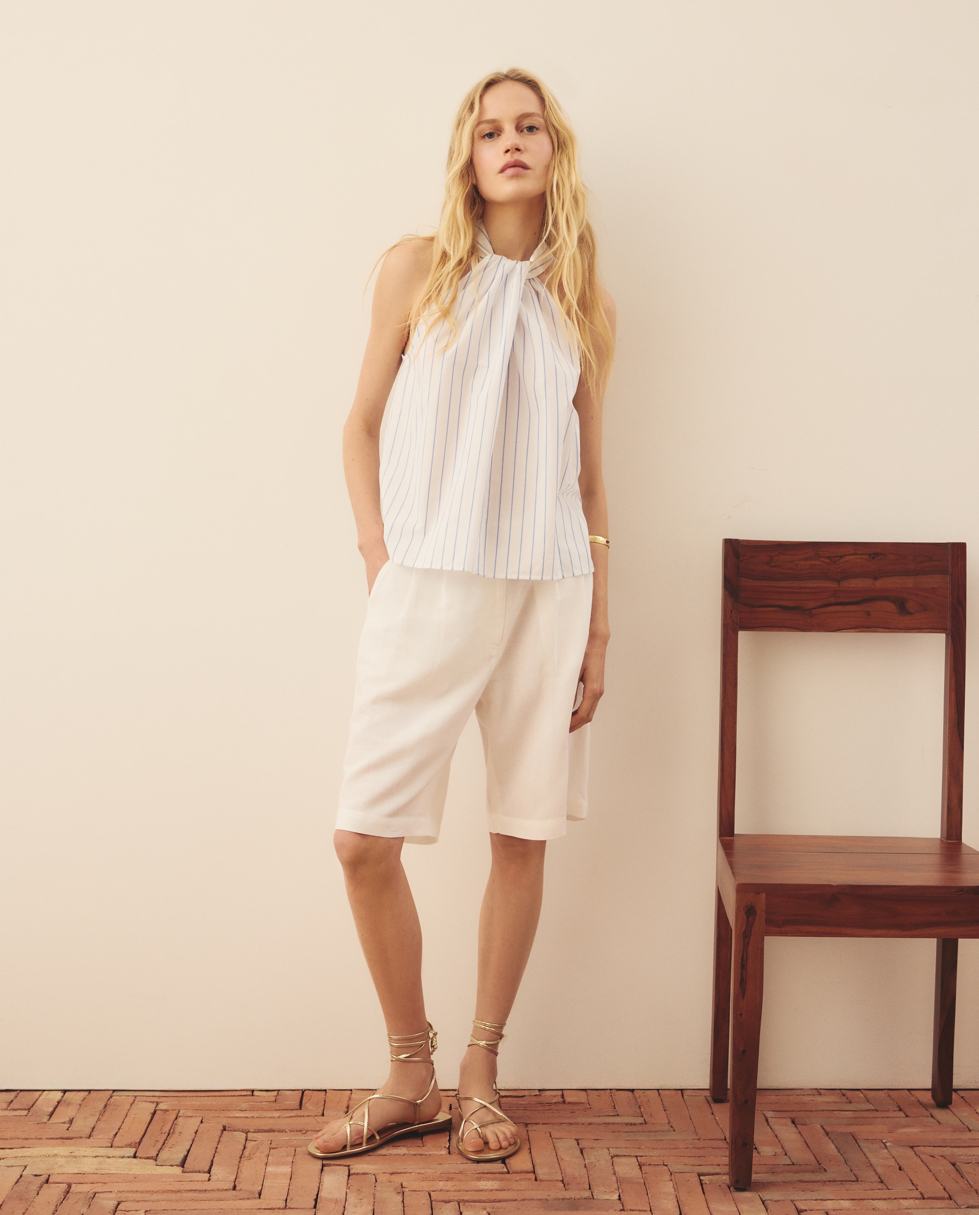 Top de mujer con cuello halter - Southern Cotton - Blanco Blanco-2