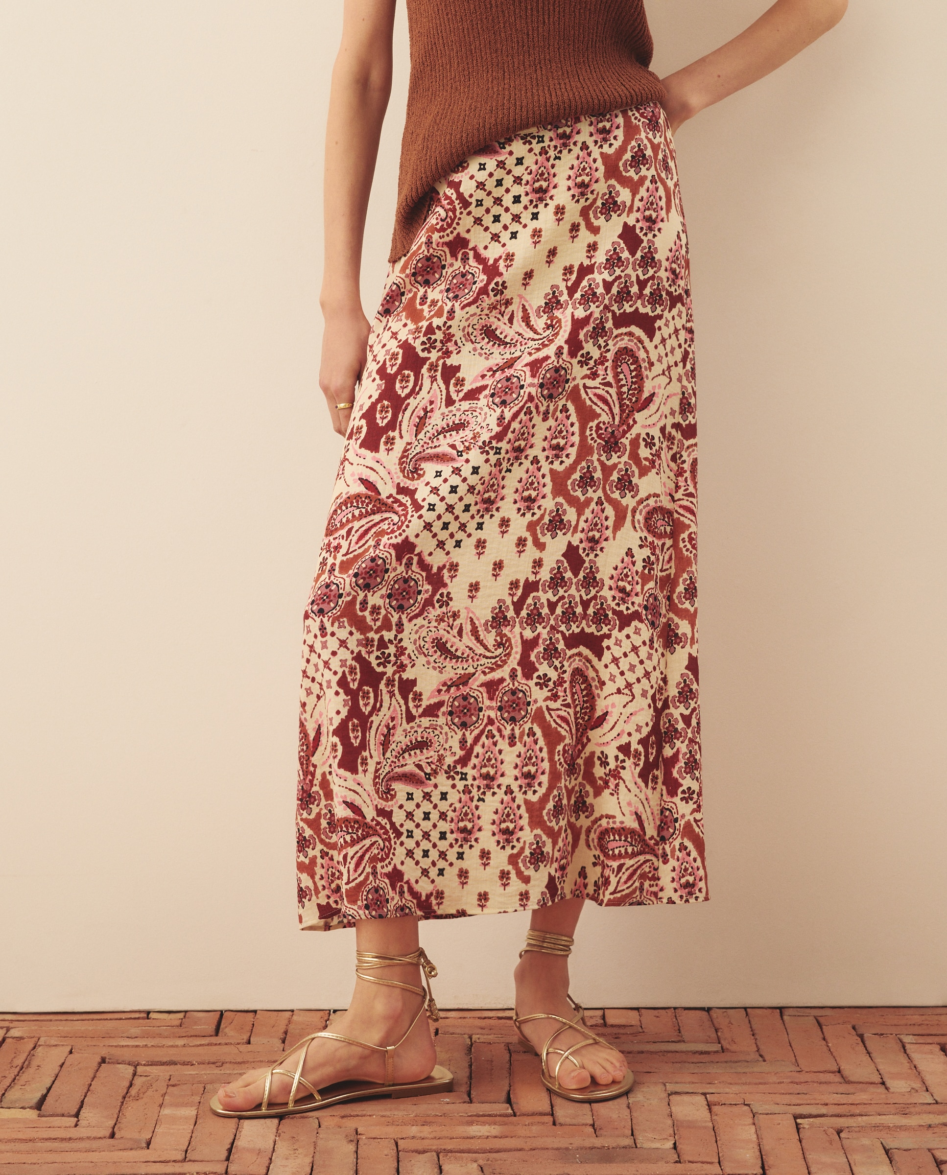 Falda recta estampada - Southern Cotton - Rojo Rojo-2
