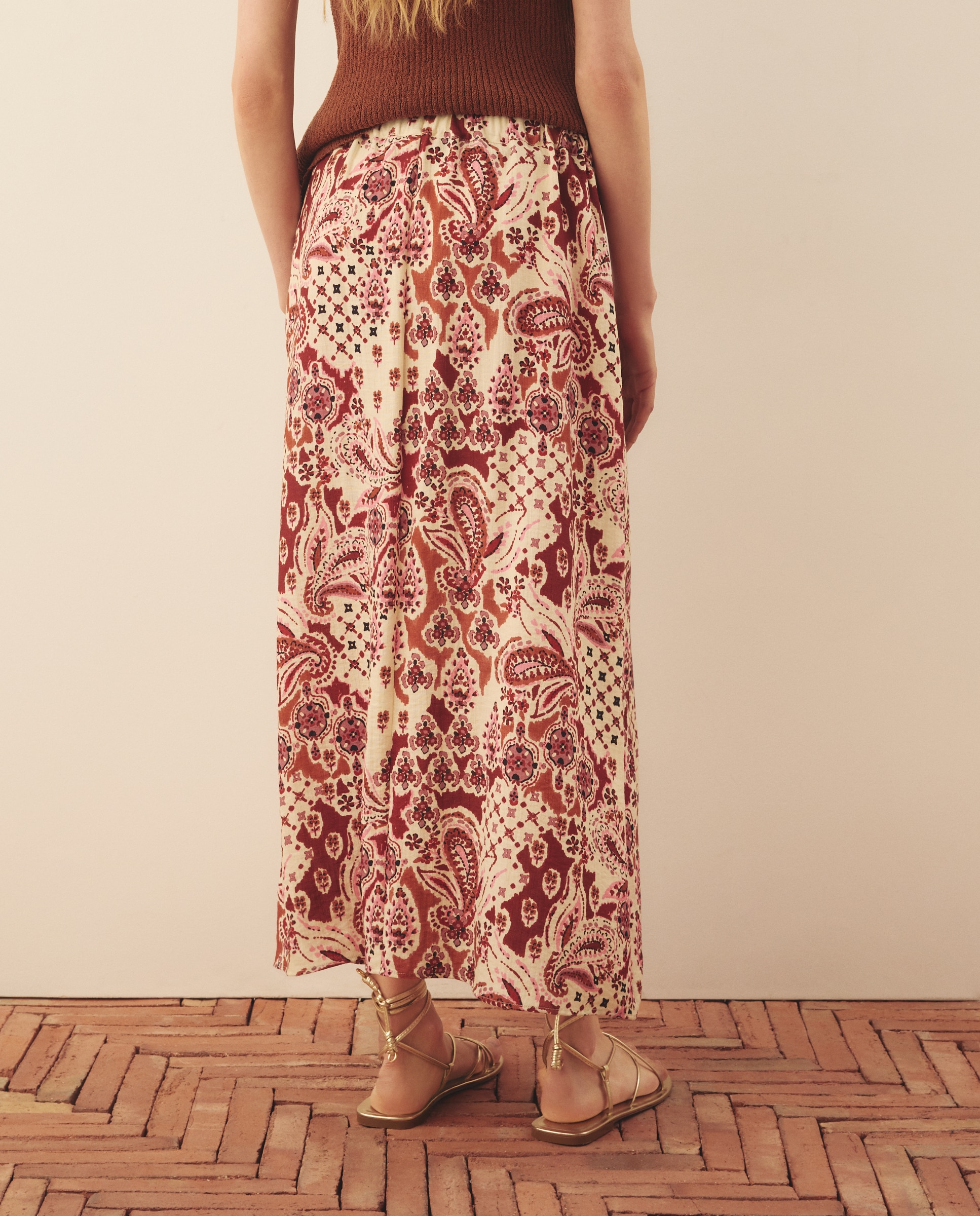 Falda recta estampada - Southern Cotton - Rojo Rojo-3