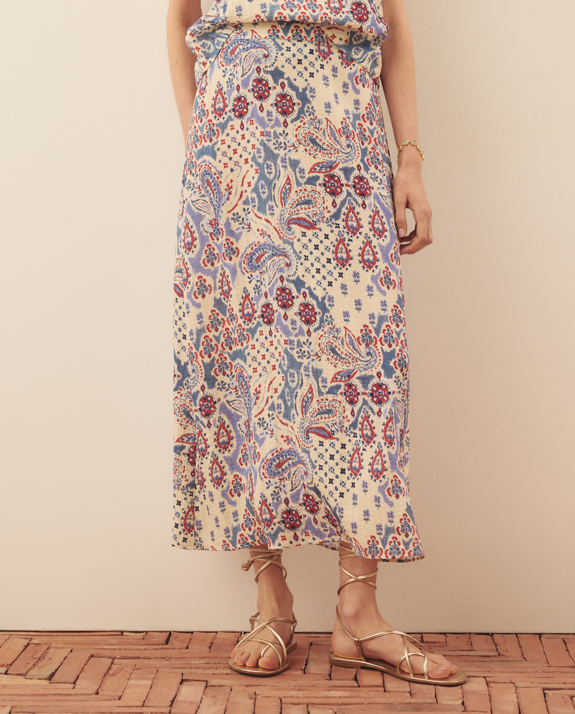 Falda recta estampada - Southern Cotton - Azul Azul-2