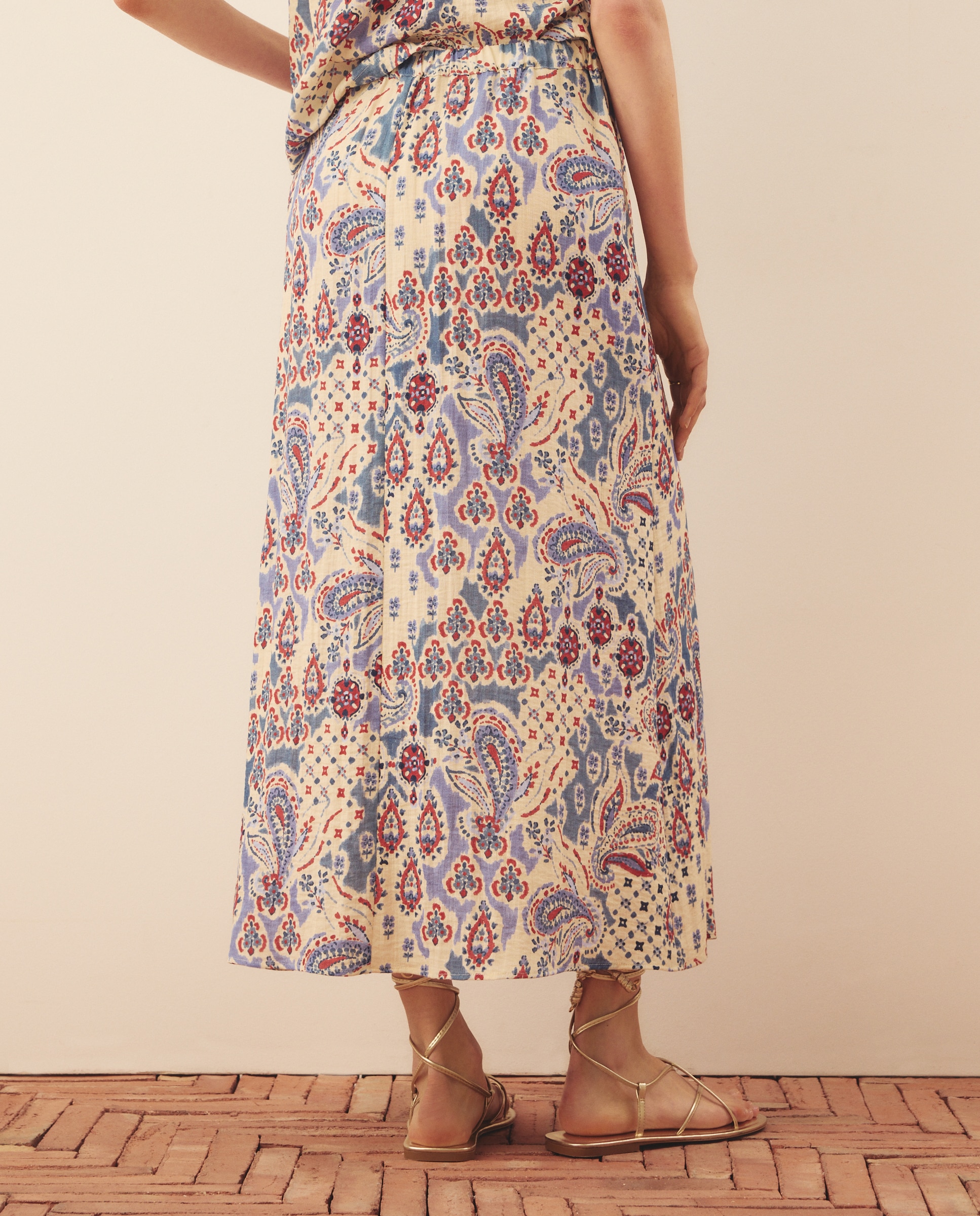 Falda recta estampada - Southern Cotton - Azul Azul-3