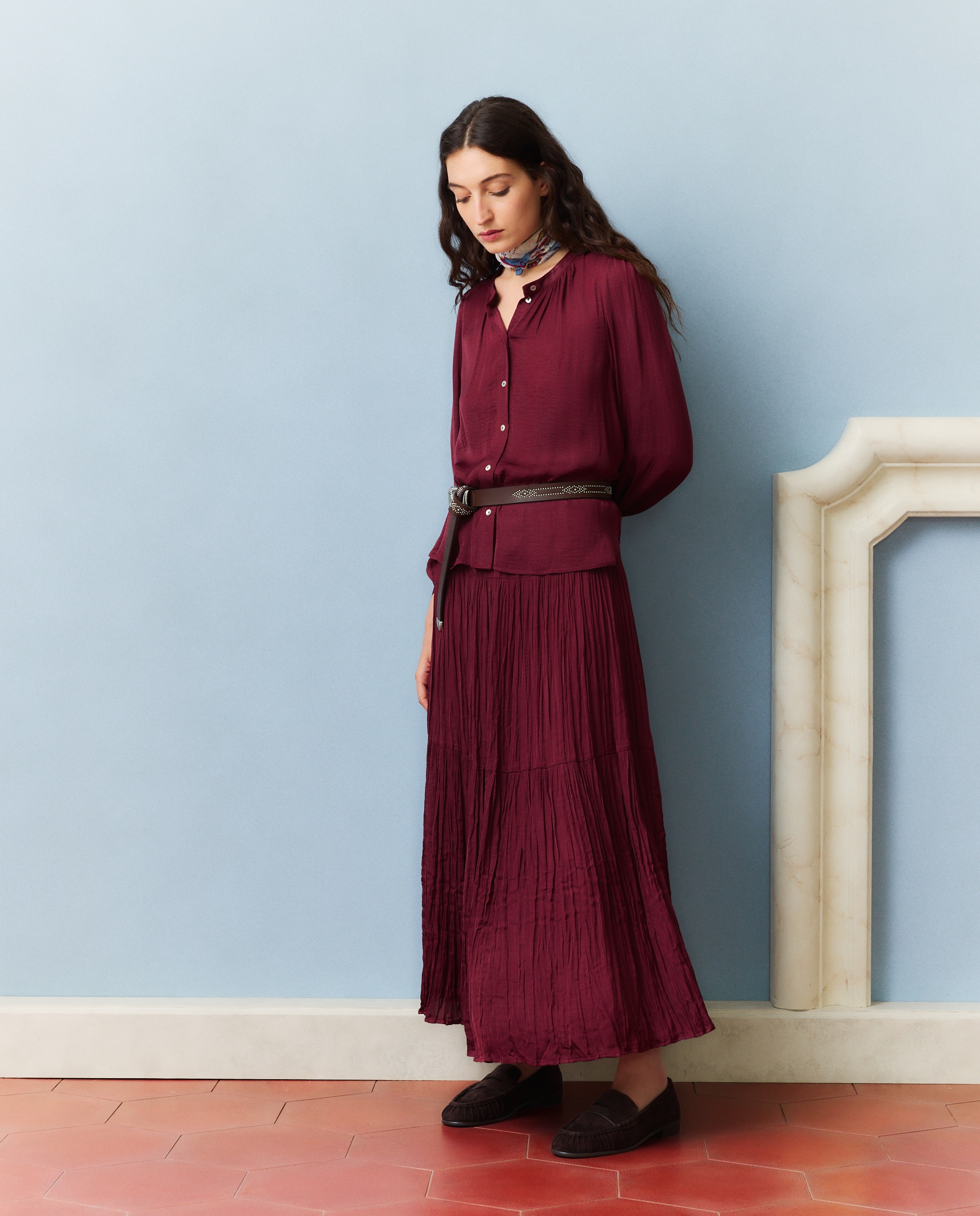 Falda alce larga - Southern Cotton - Burdeos Burdeos-1