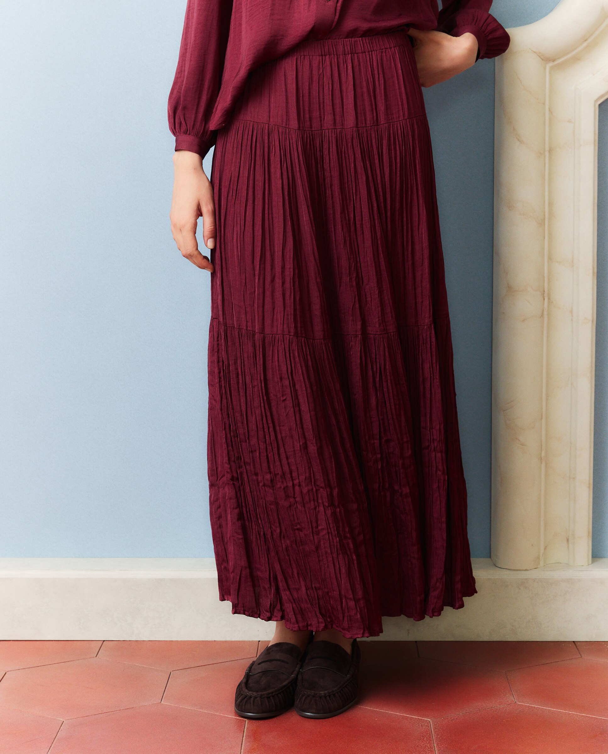 Falda alce larga - Southern Cotton - Burdeos Burdeos-2