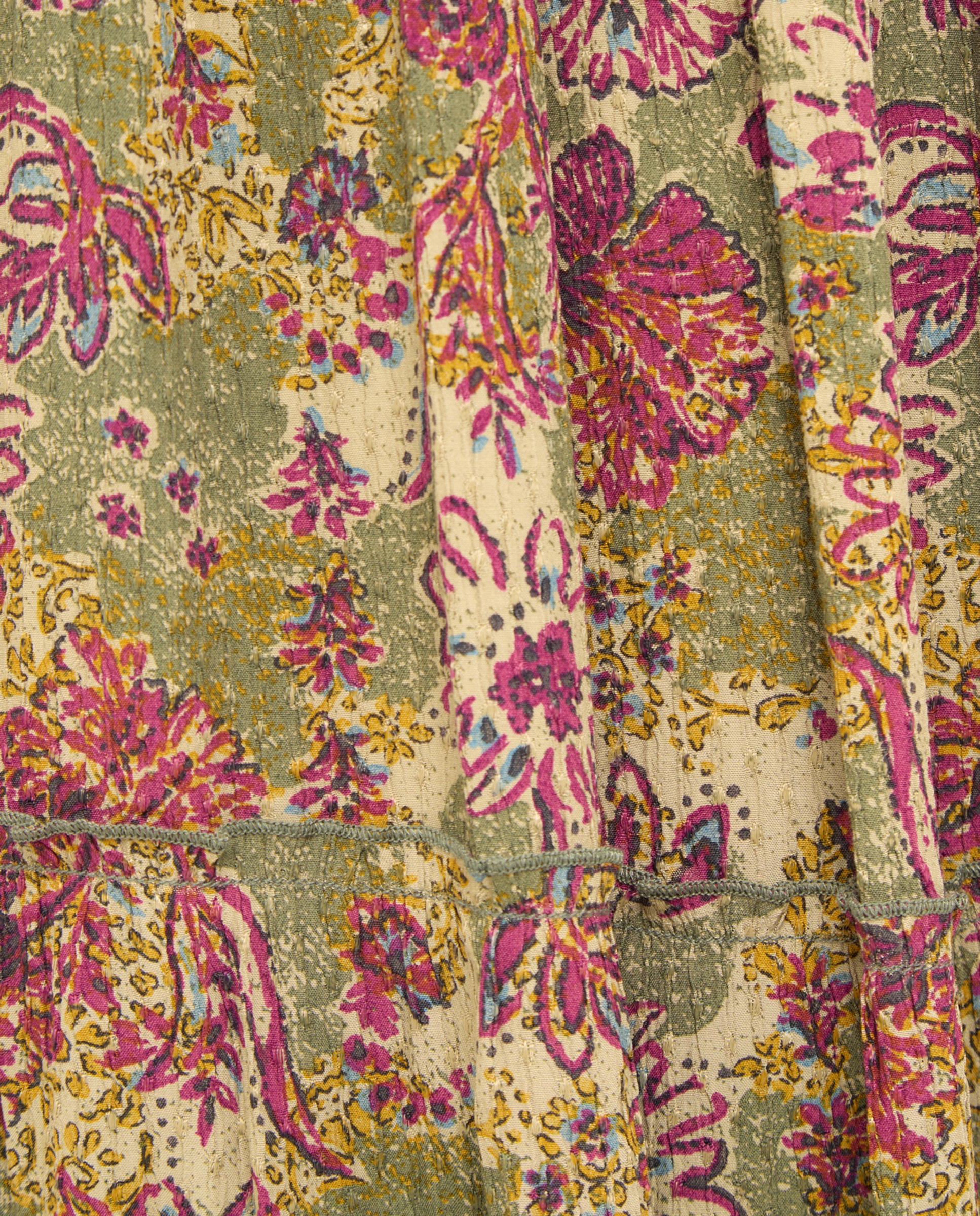 Saia comprida Estampada Georgette Verde-5
