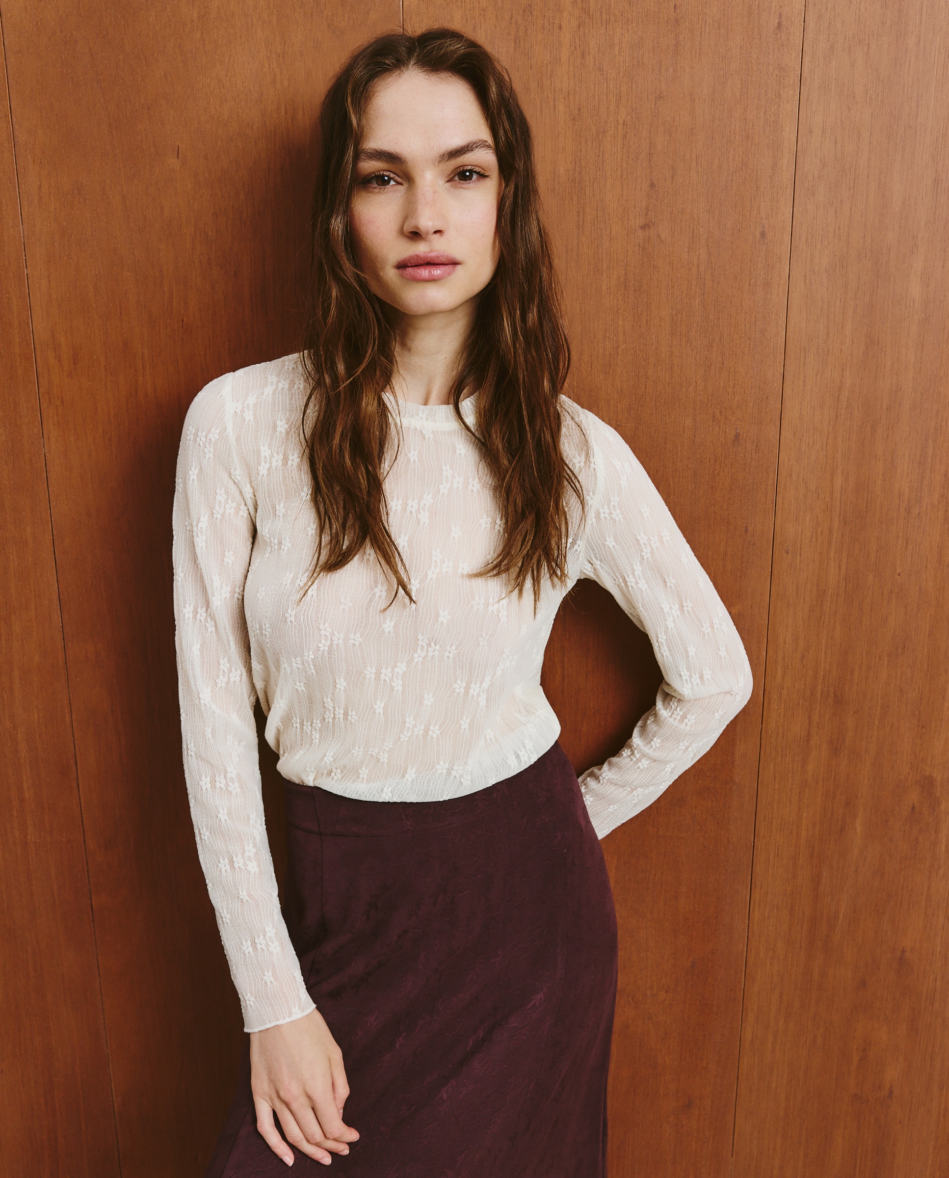 T-shirt Lisa com Manga 3/4 120 Cru-1