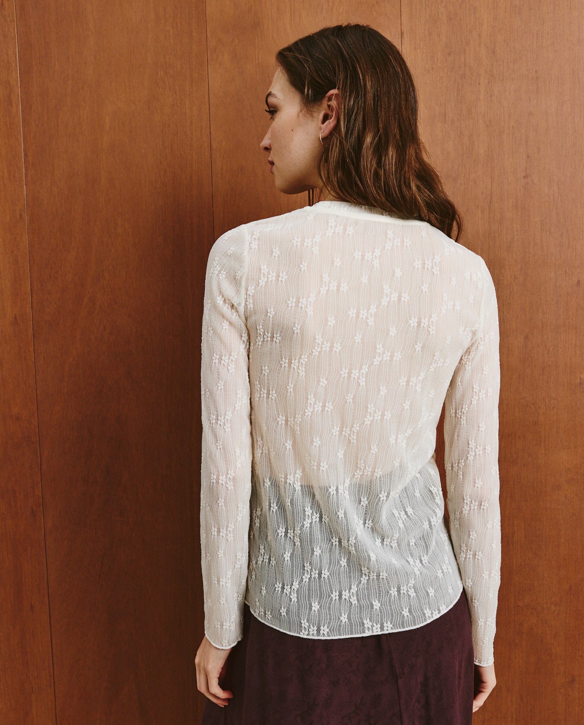 T-shirt Lisa com Manga 3/4 120 Cru-3